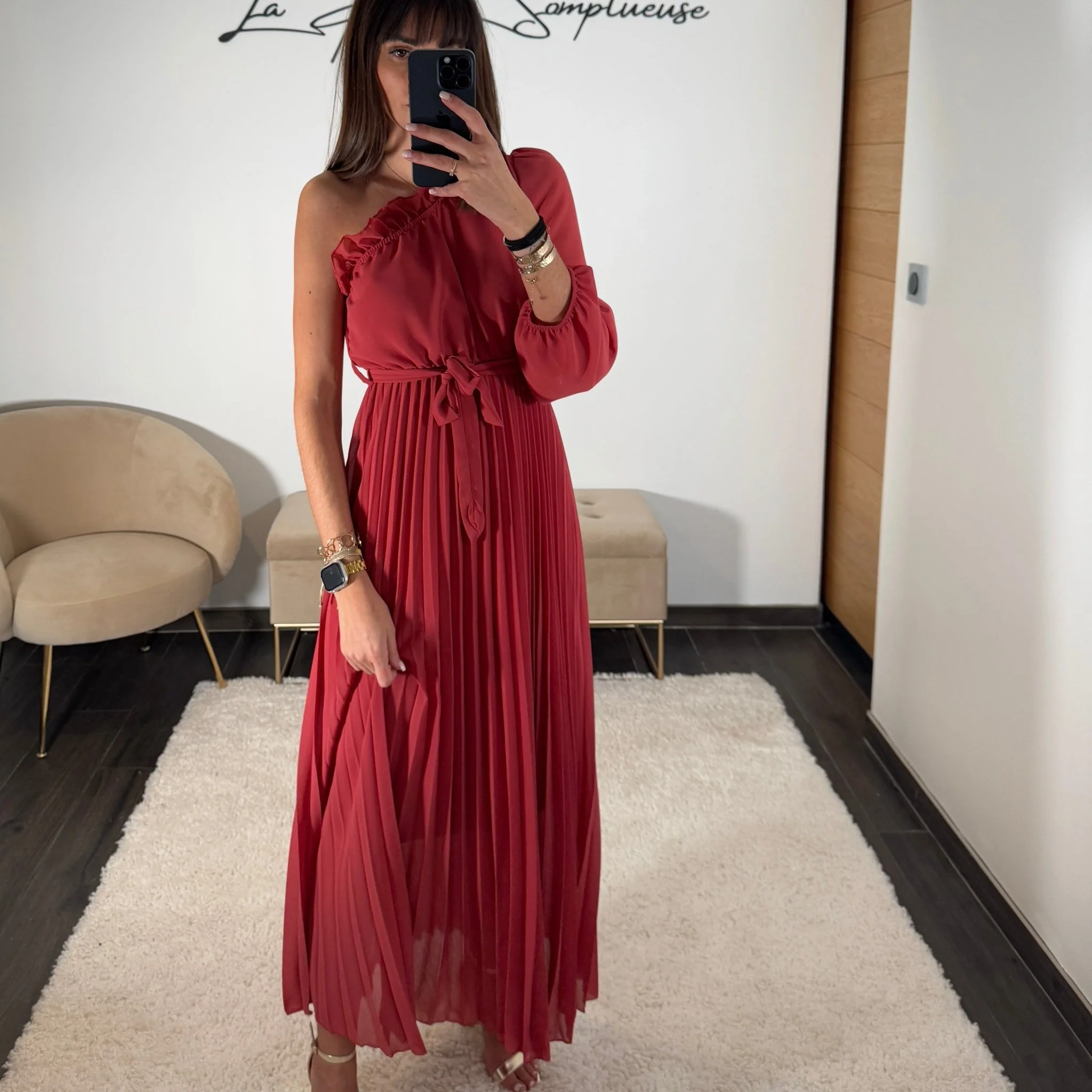 ROBE ASYMETRIQUE VIEUX ROSE PERRINE - Image 2