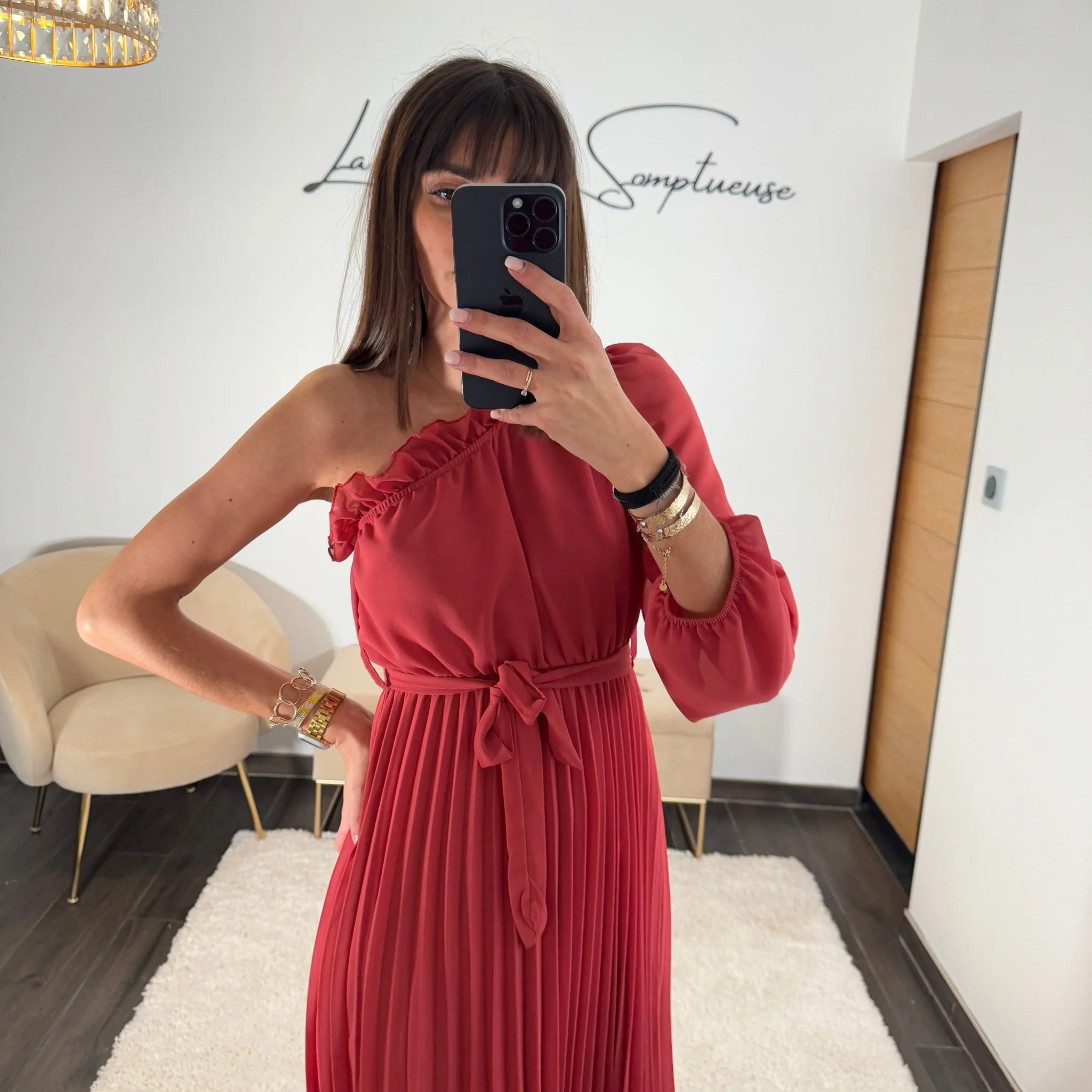ROBE ASYMETRIQUE VIEUX ROSE PERRINE - Image 3