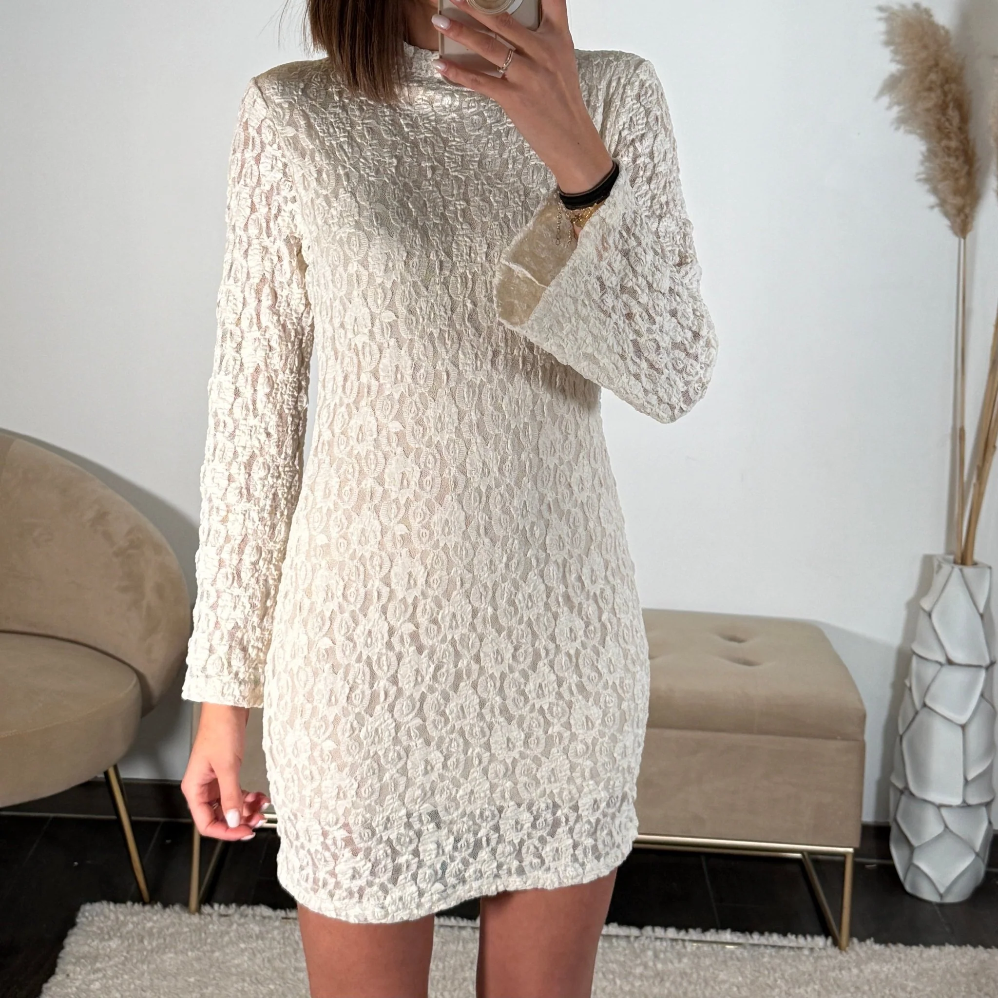 ROBE BEIGE DENTELLE FARAH - Image 2