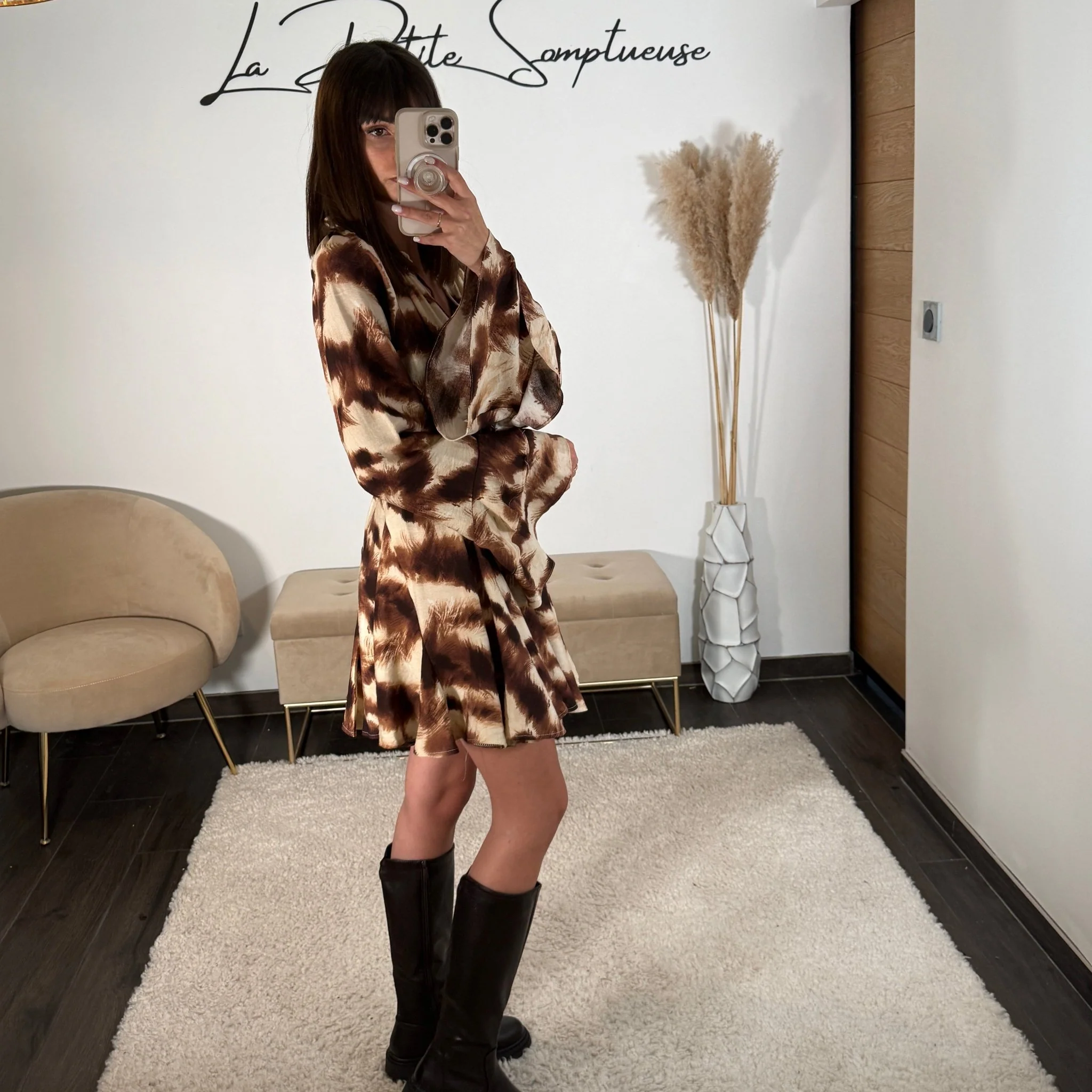 ROBE BEIGE ET MARRON LENA - Image 4