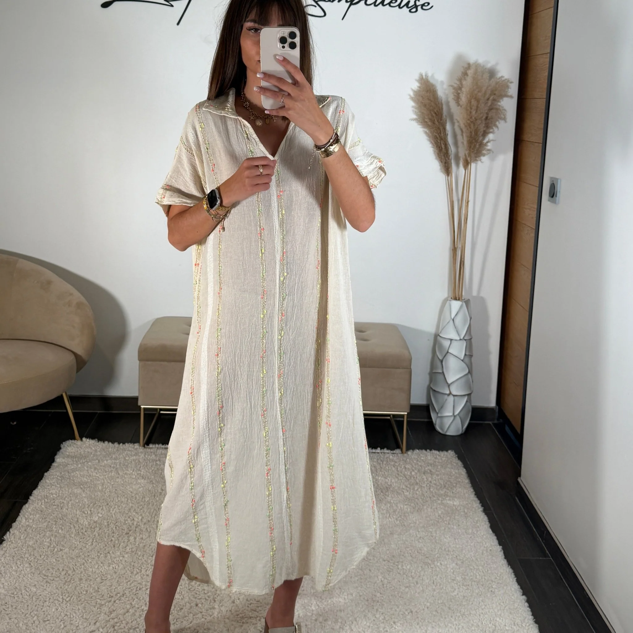 ROBE BEIGE LIN EZIA - Image 2