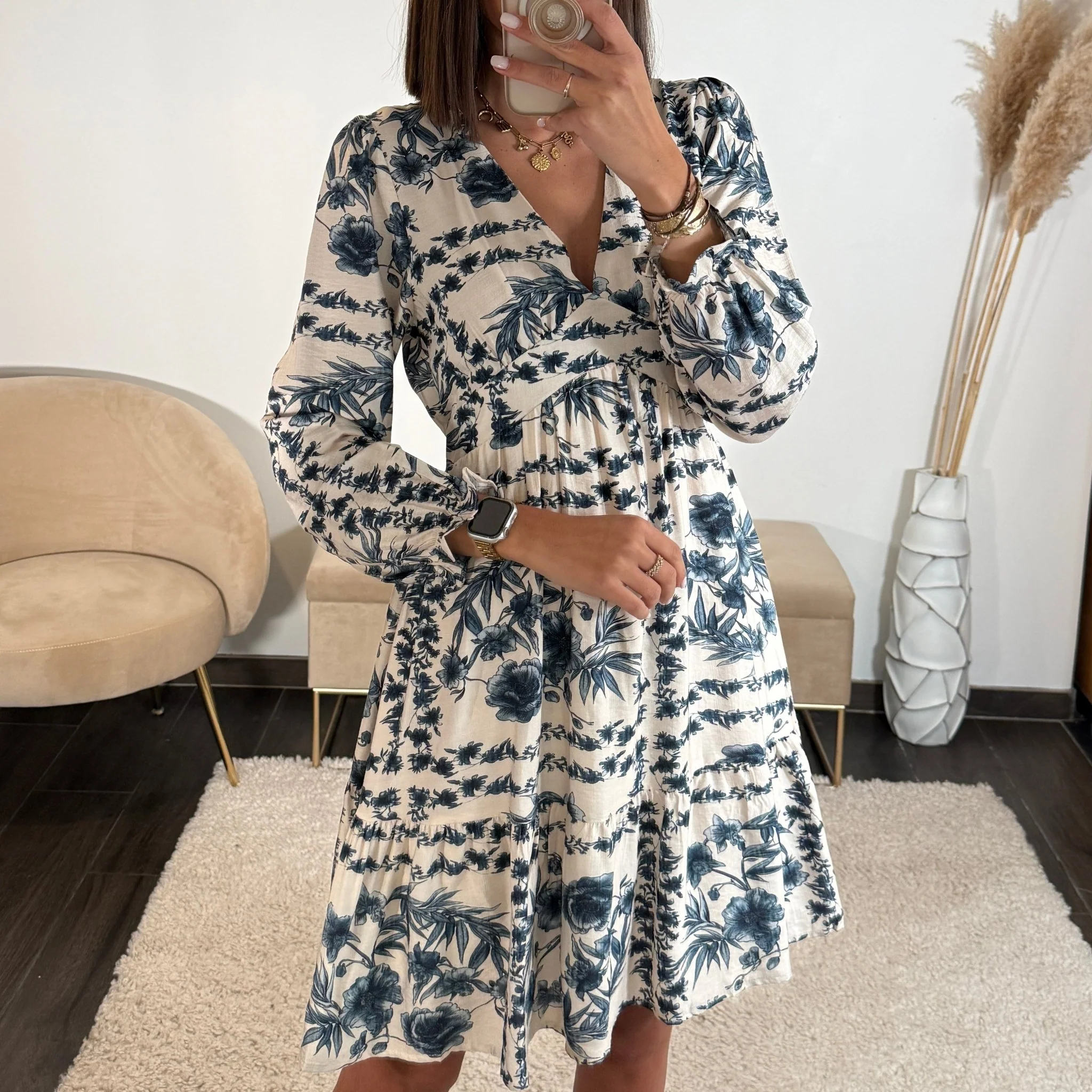 ROBE BLANCHE ET BLEU GALIA