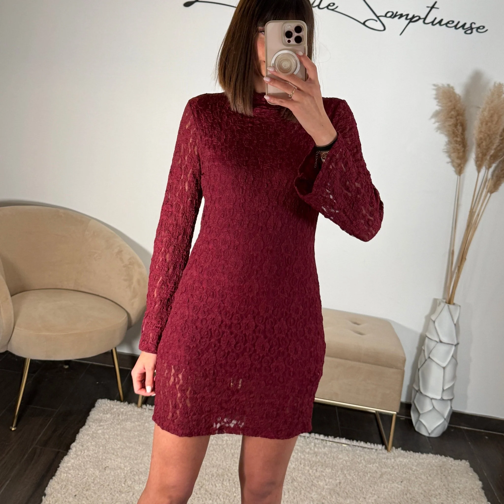 ROBE BORDEAUX DENTELLE FARAH - Image 2