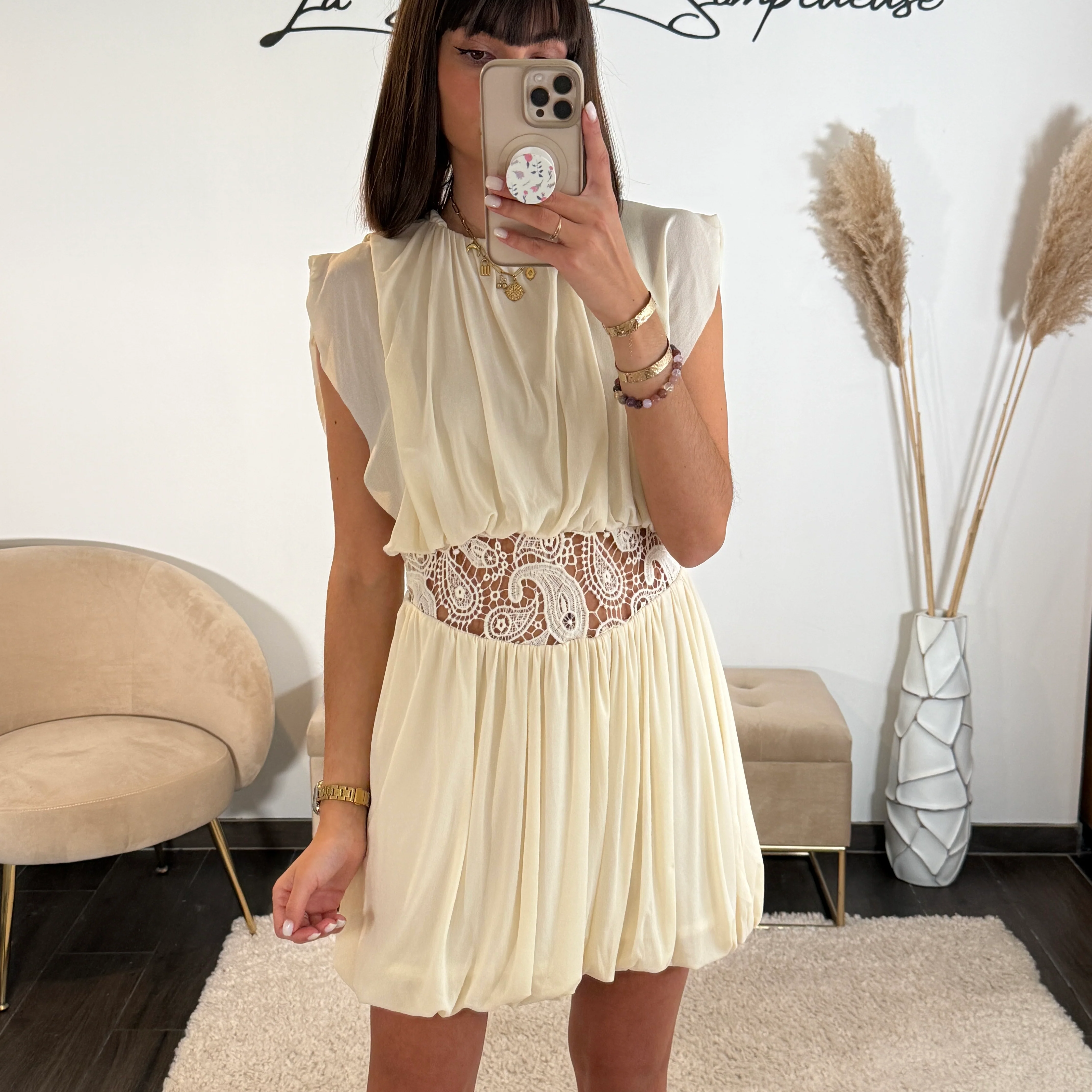 ROBE BRODERIE BEIGE BIANCA