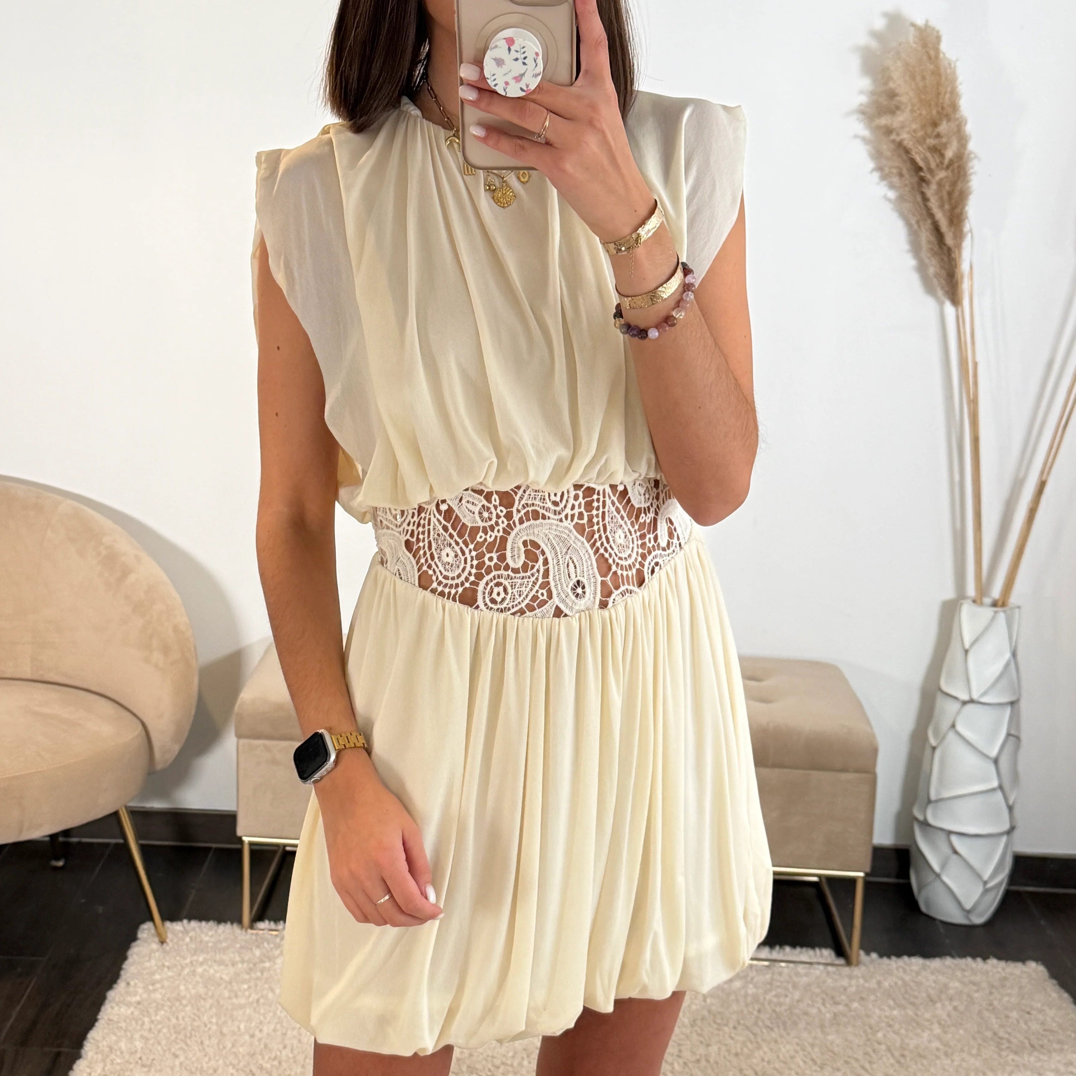 ROBE BRODERIE BEIGE BIANCA - Image 2