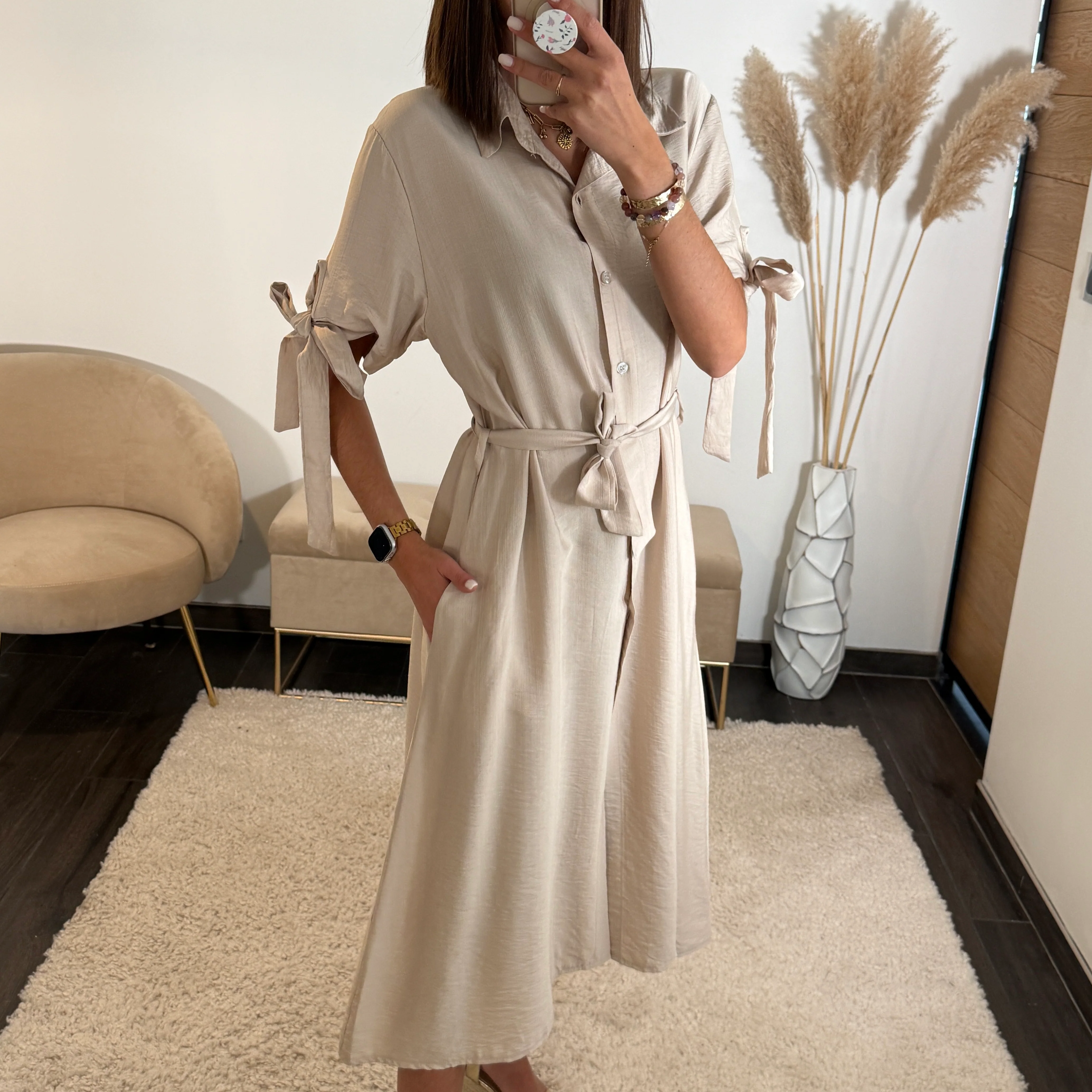 ROBE CHEMISE BEIGE KELLY - Image 2