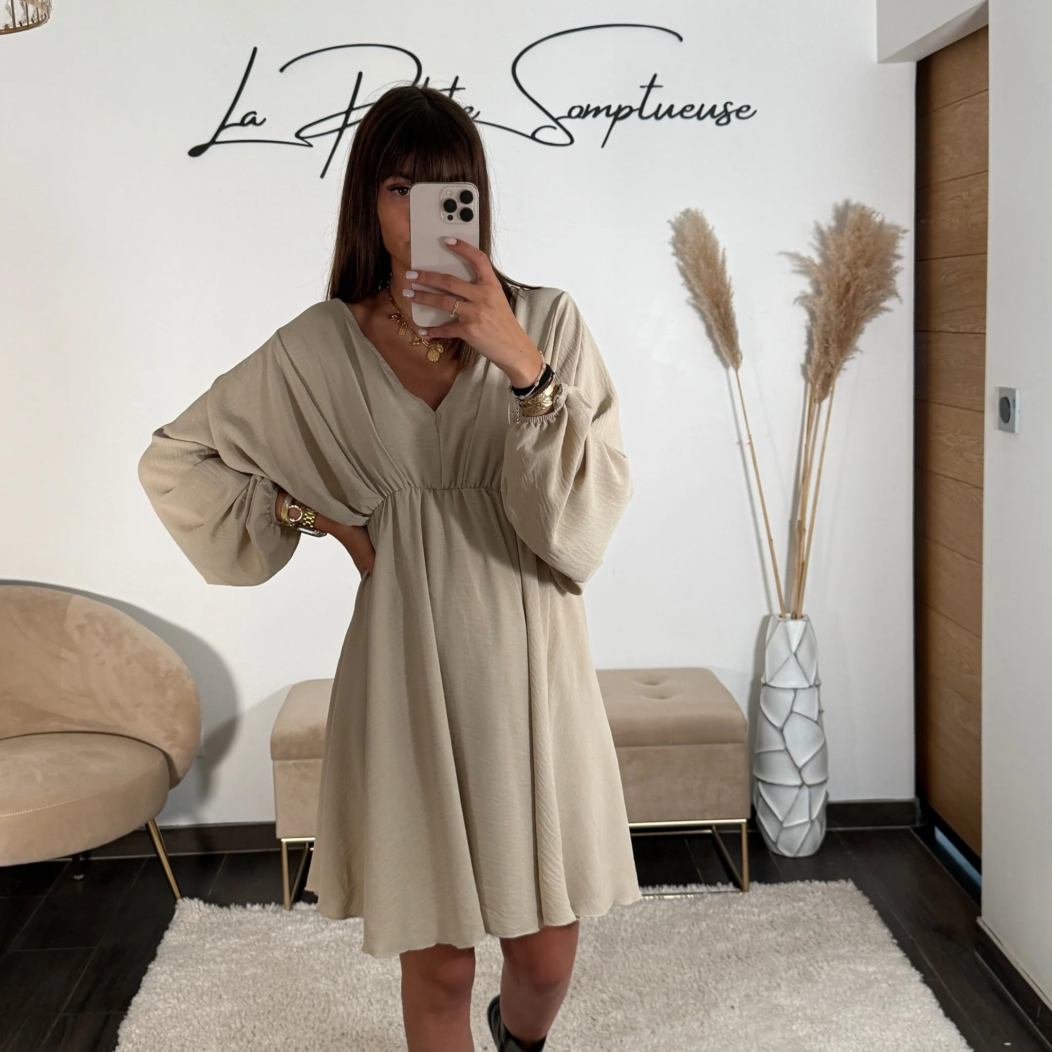 ROBE COURTE BEIGE DOMITILLE