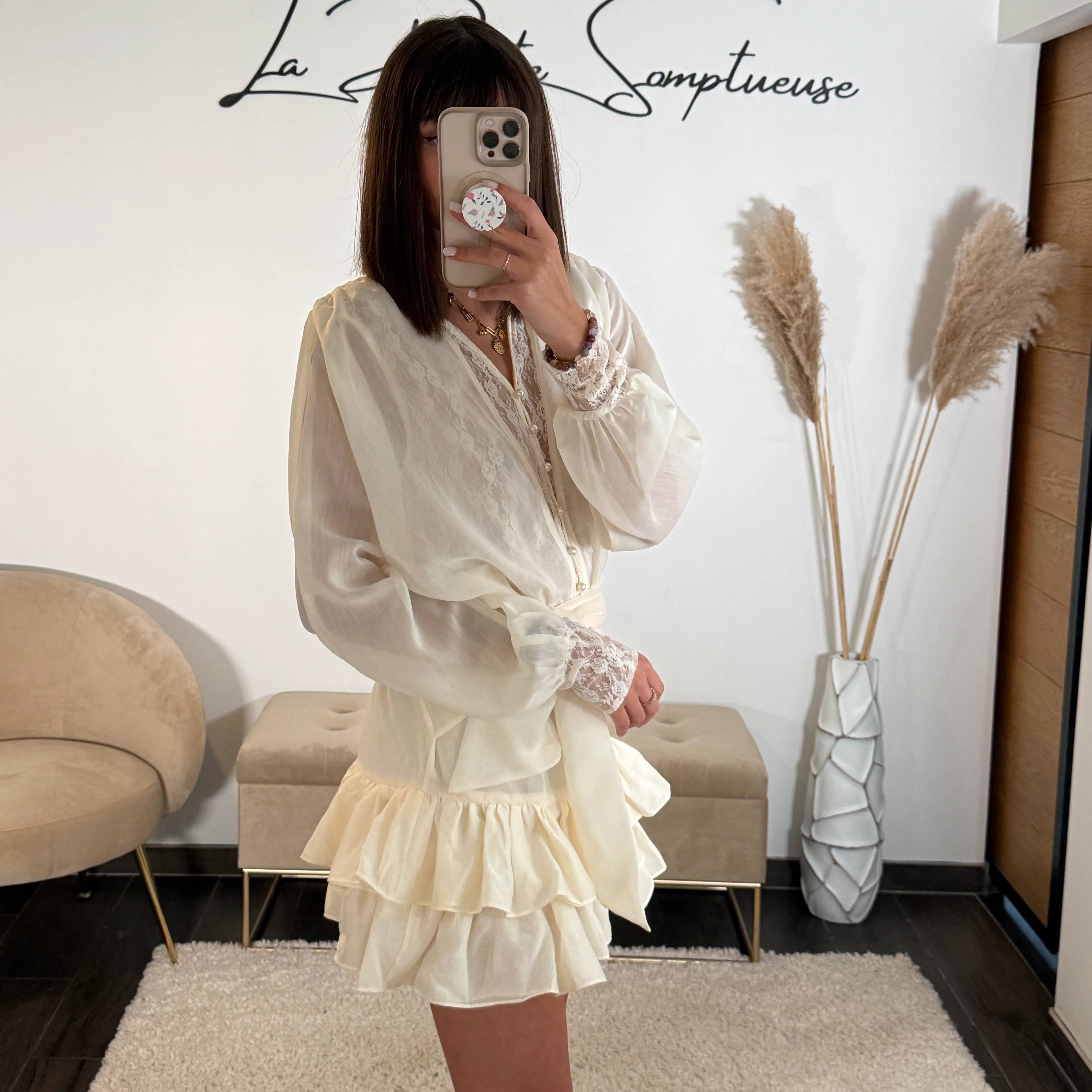 ROBE COURTE BEIGE ISIA - Image 2