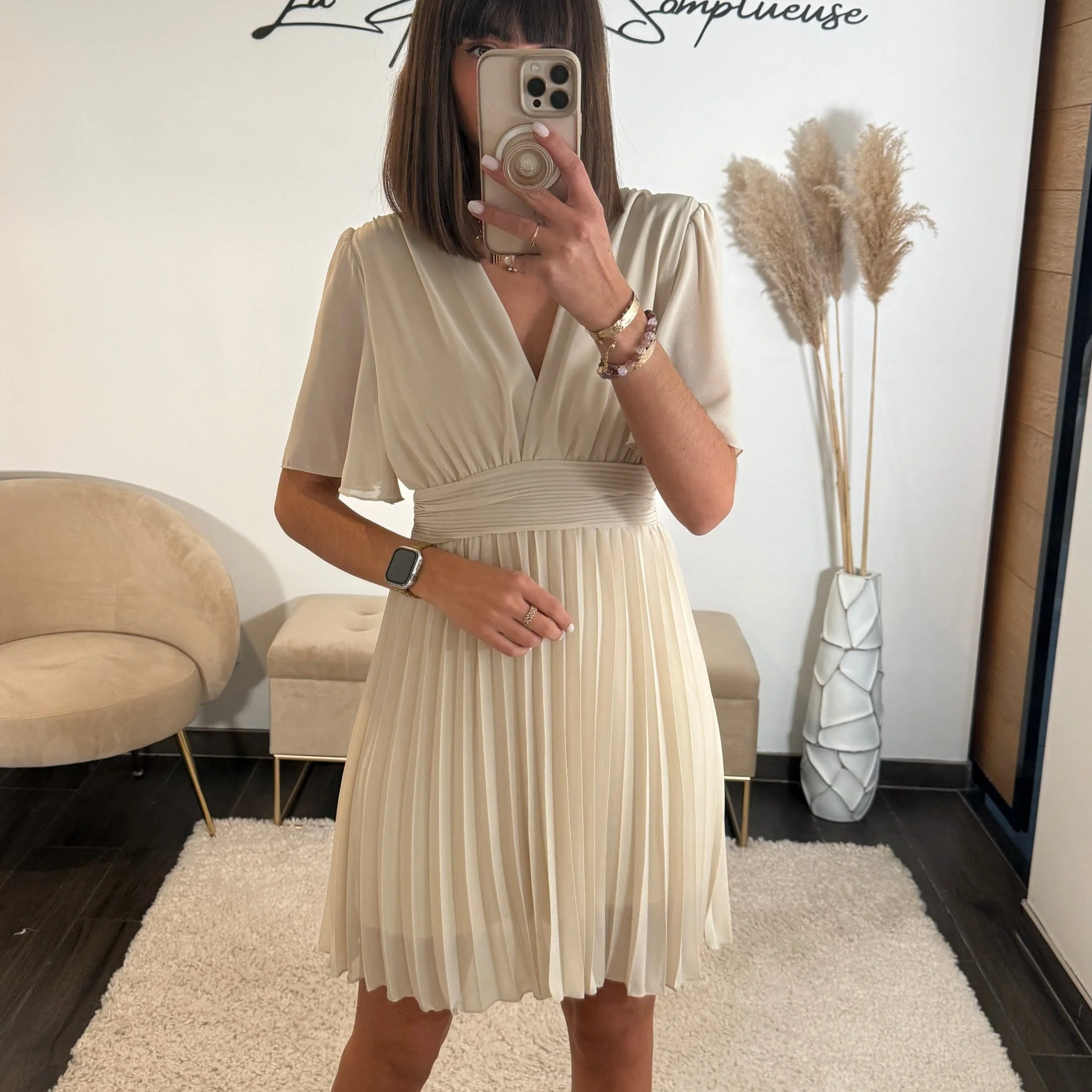 ROBE COURTE BEIGE RACHEL