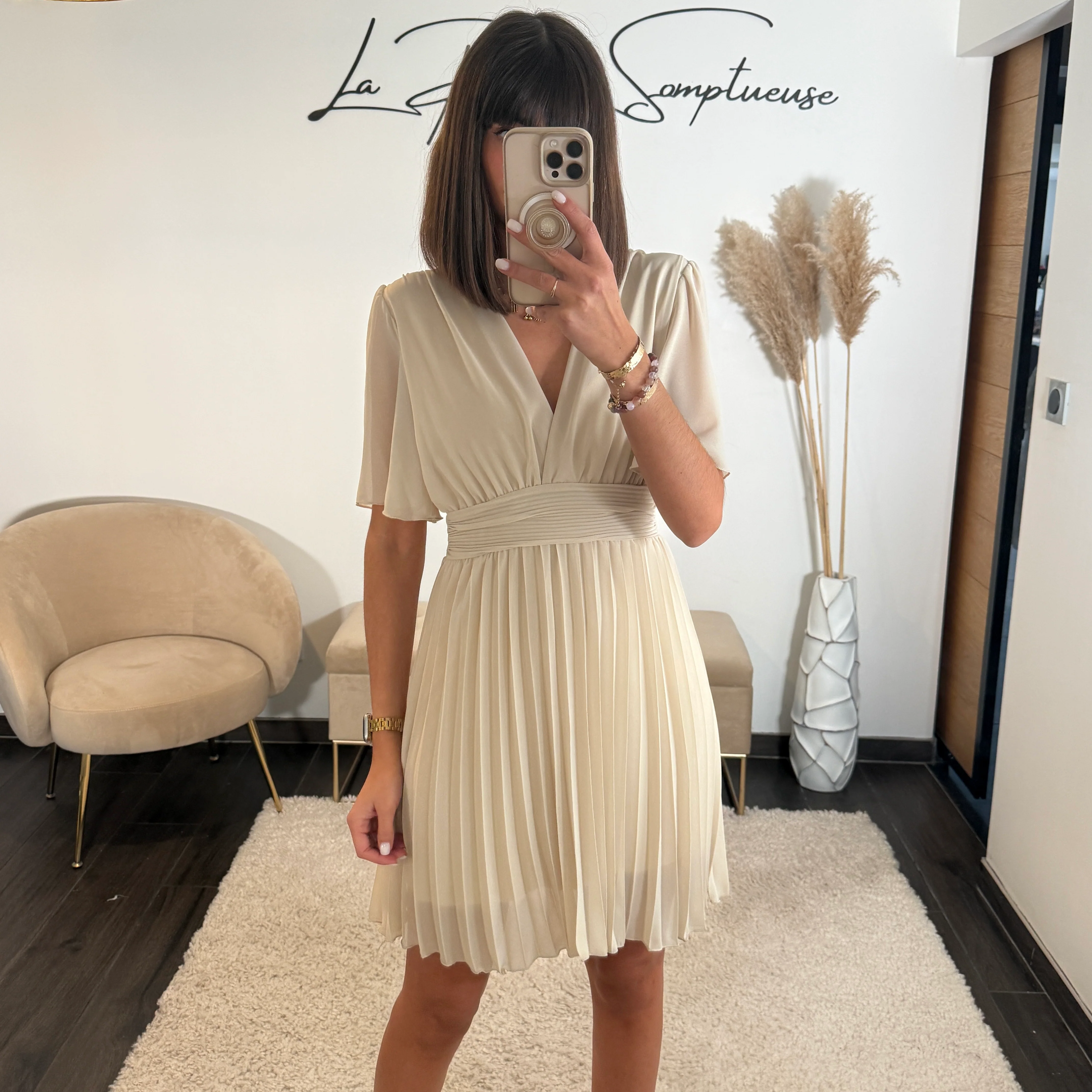 ROBE COURTE BEIGE RACHEL - Image 2