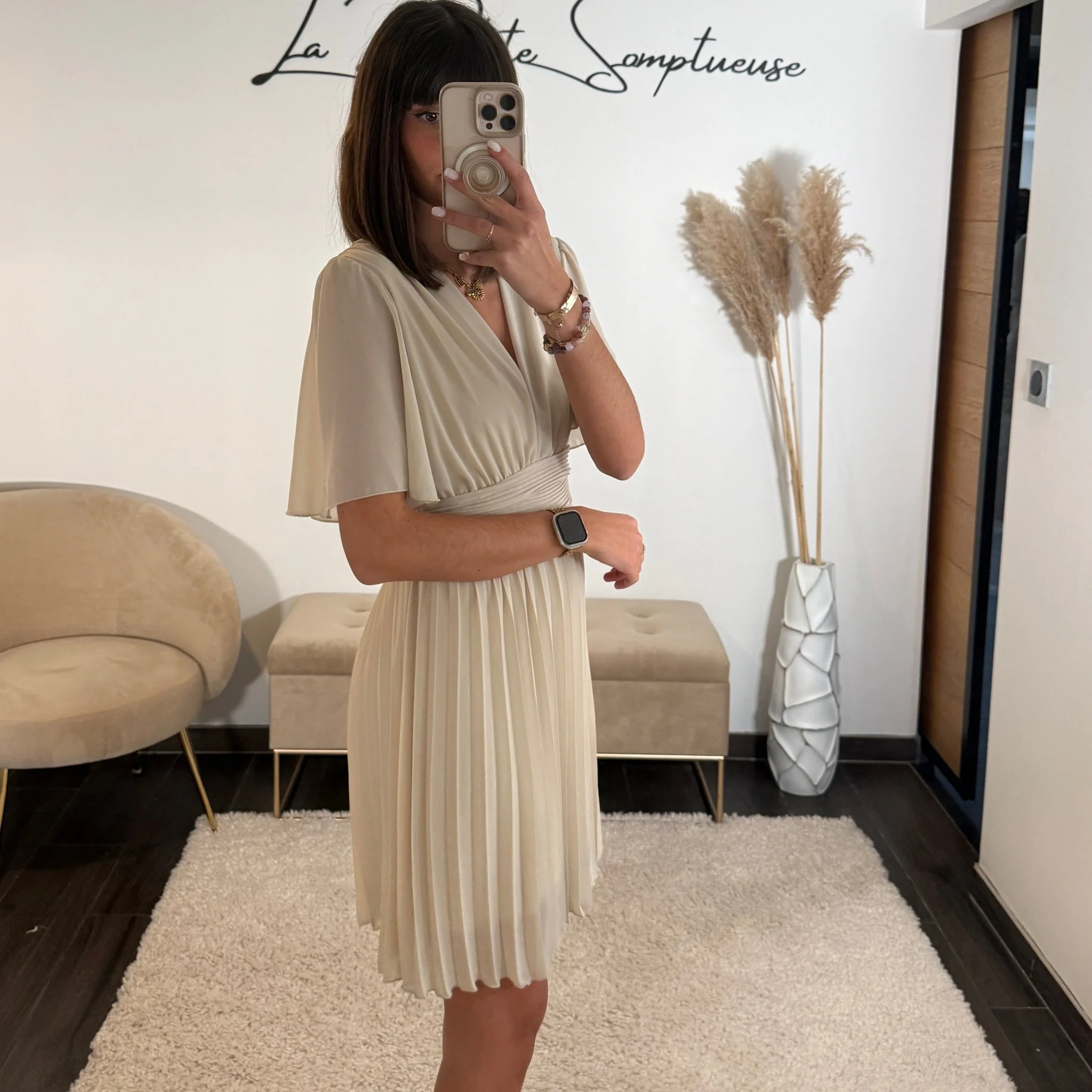 ROBE COURTE BEIGE RACHEL - Image 3