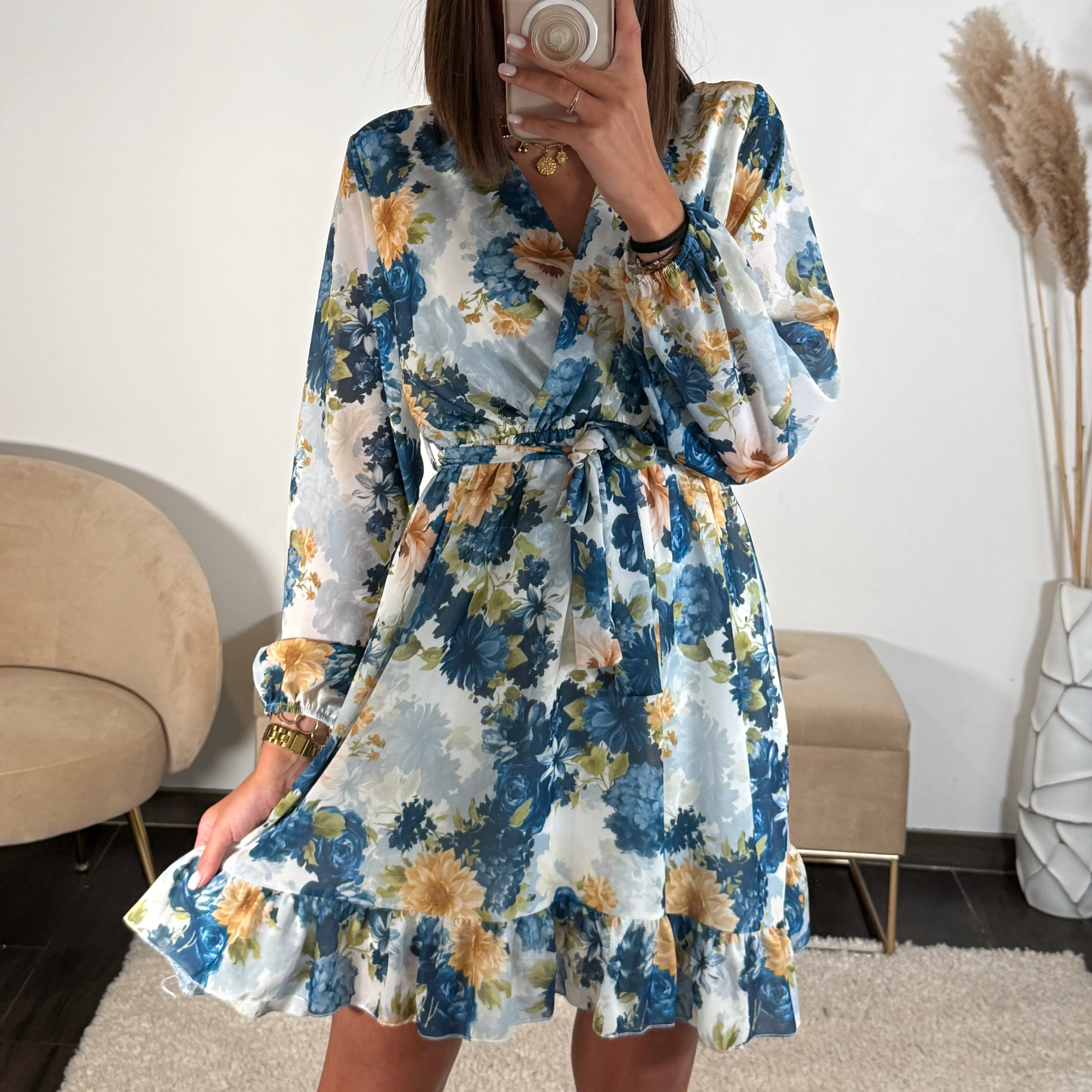 ROBE COURTE FLEURIE BLEU MARINA - Image 2
