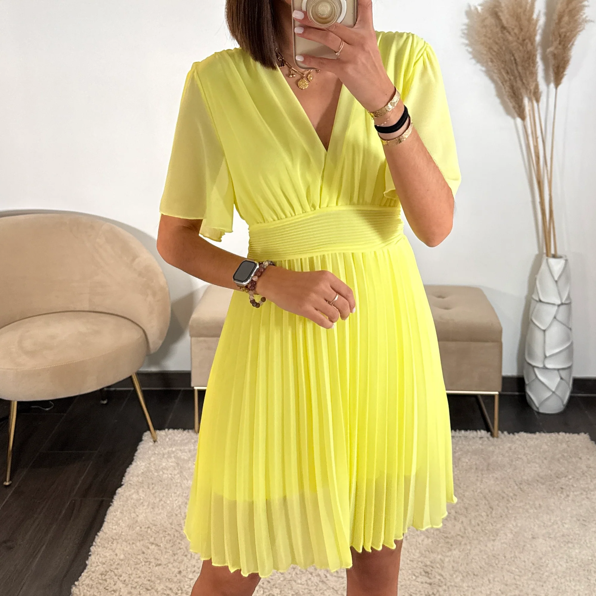 ROBE COURTE JAUNE RACHEL