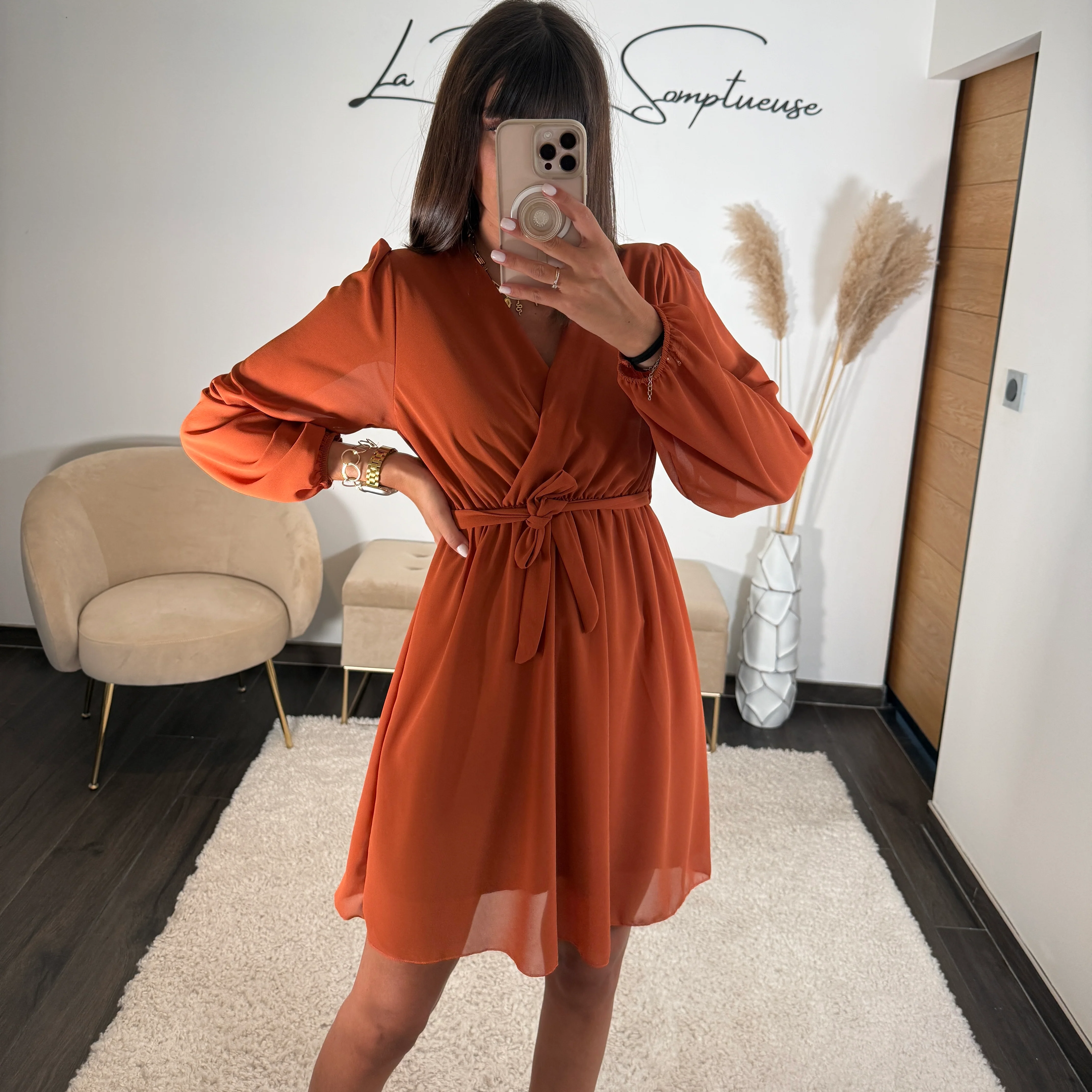 ROBE COURTE TERRACOTTA ÉLISE