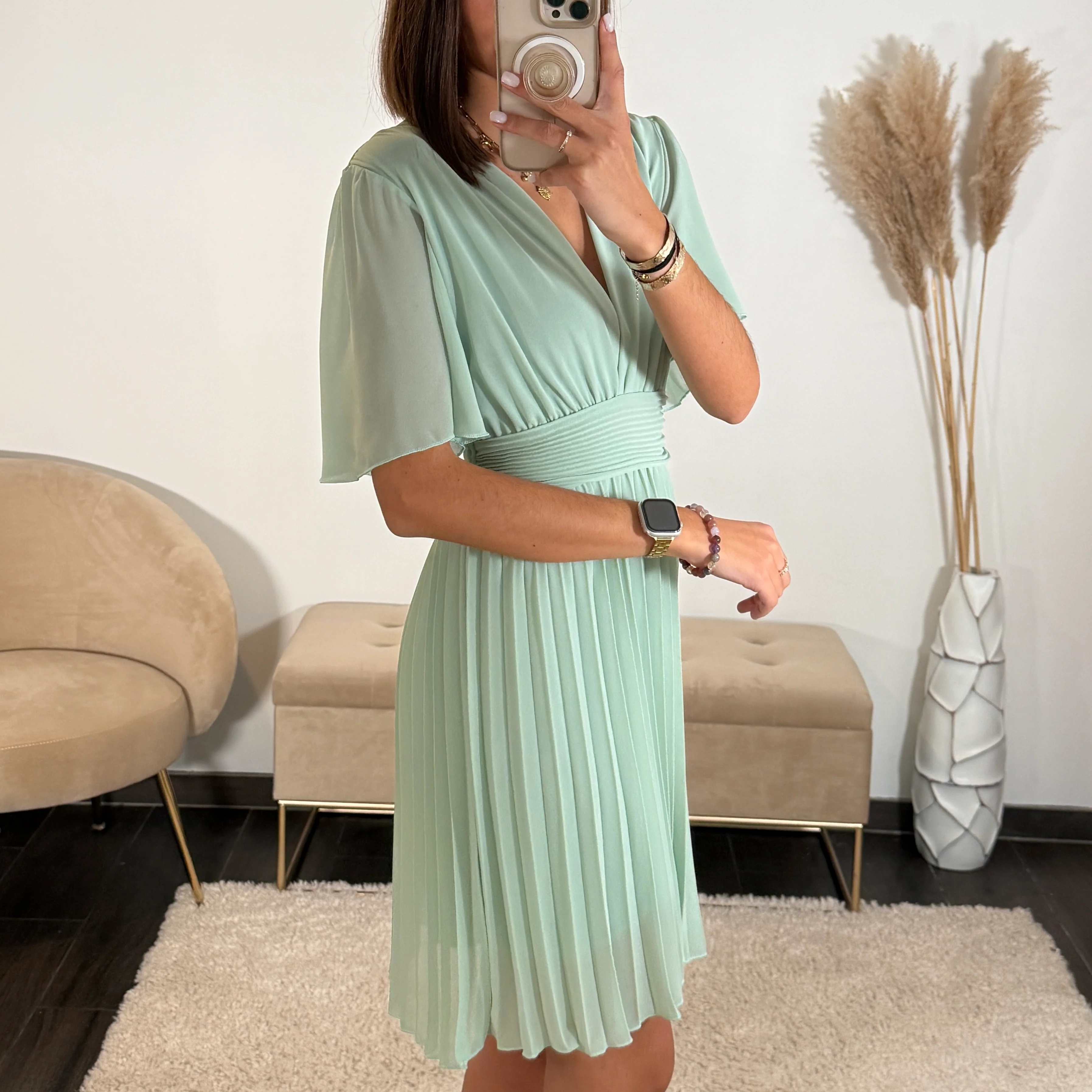 ROBE COURTE VERT D'EAU RACHEL - Image 2