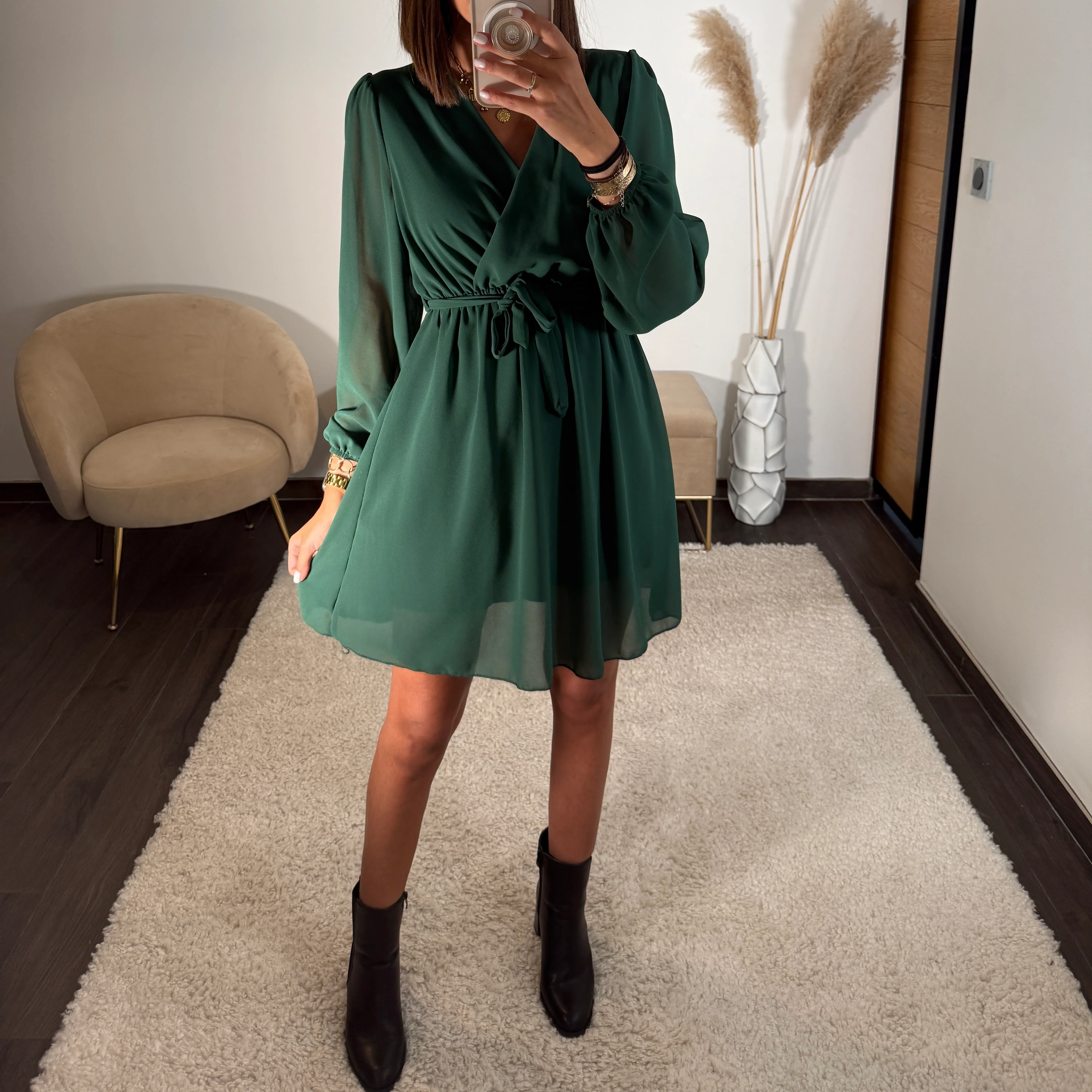 ROBE COURTE VERTE SAPIN ÉLISE - Image 2