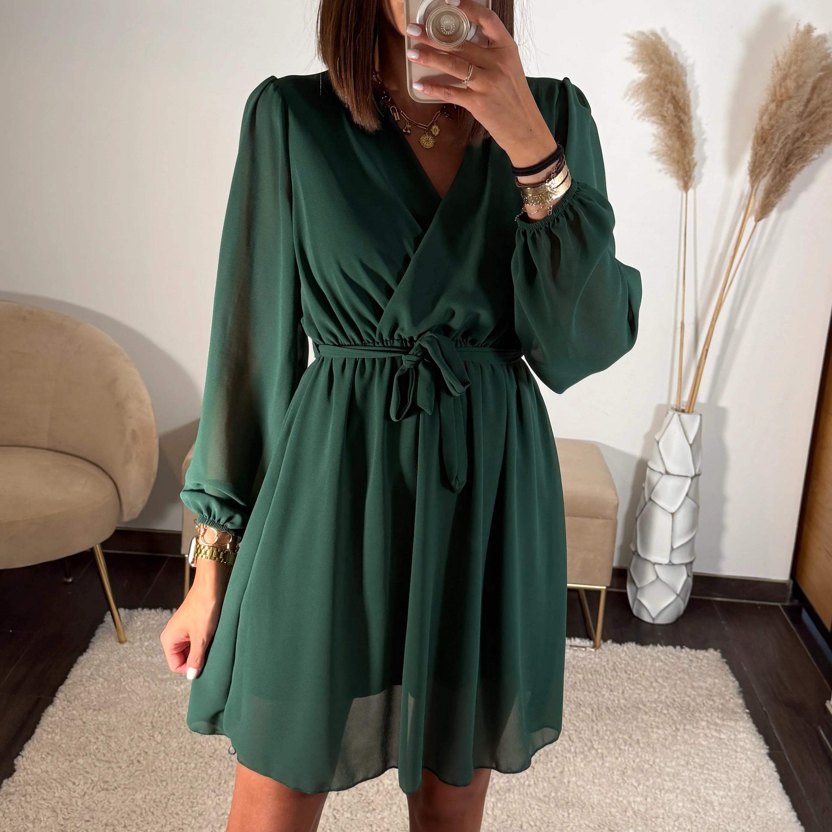ROBE COURTE VERTE SAPIN ÉLISE - Image 4