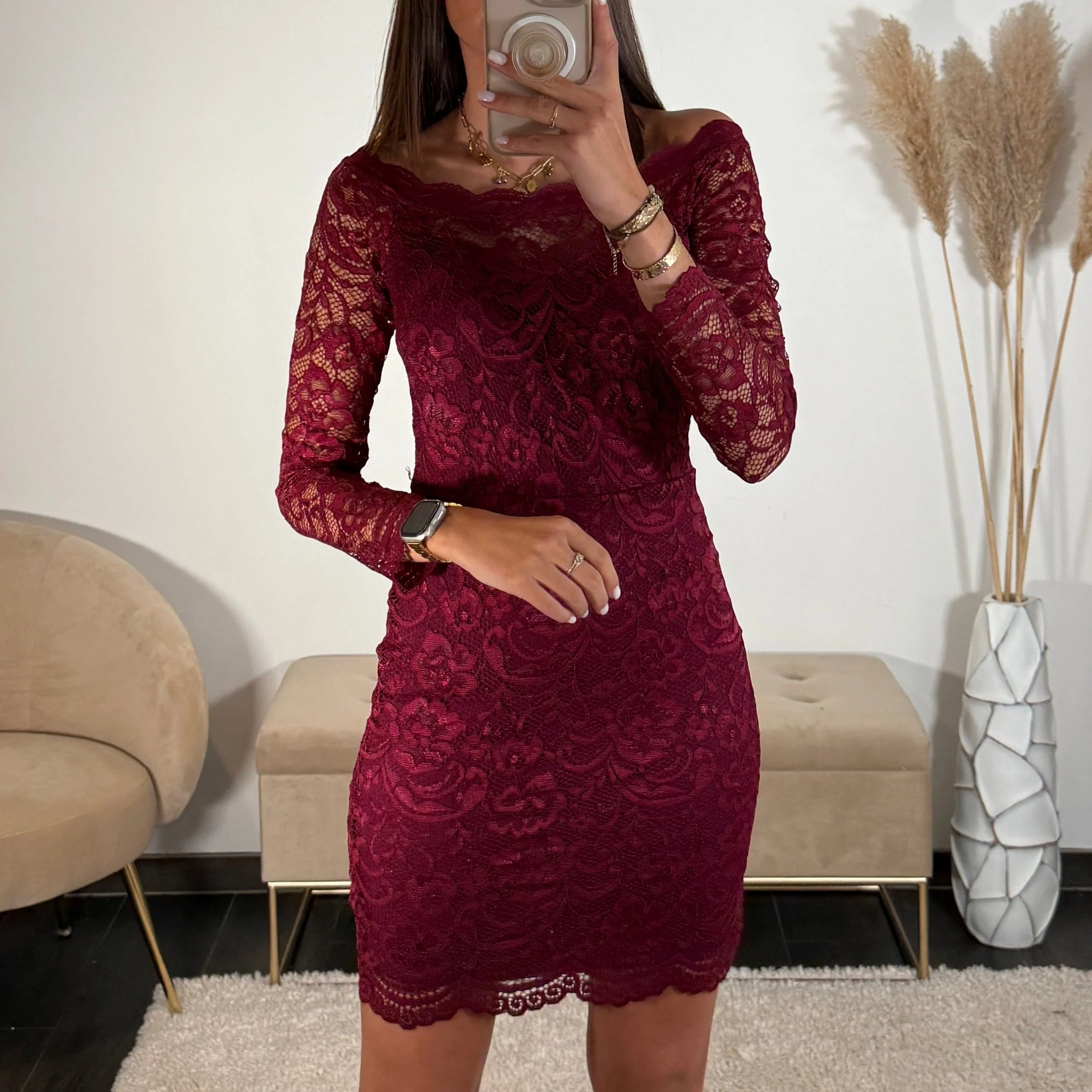 ROBE DENTELLE BORDEAUX DANIELA