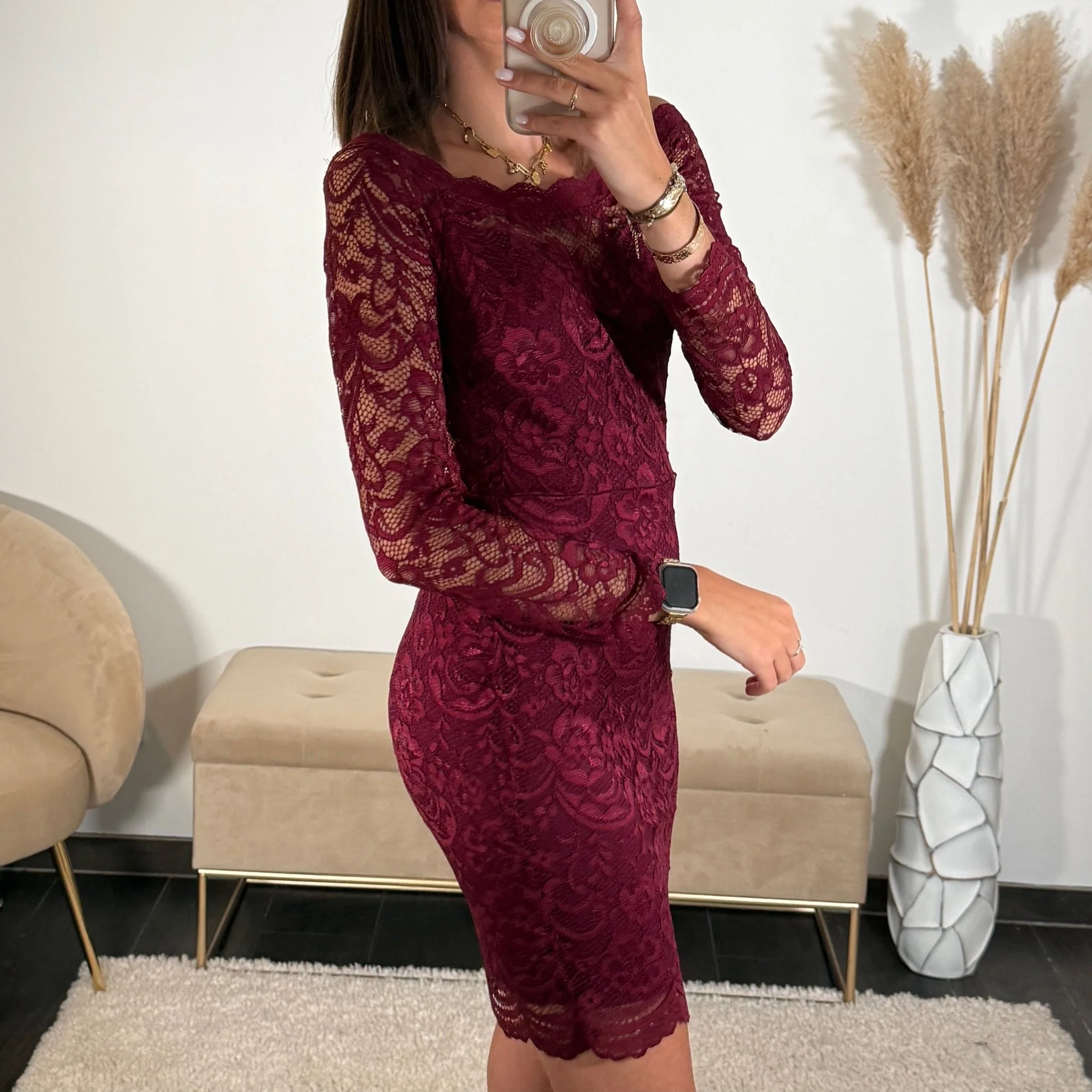 ROBE DENTELLE BORDEAUX DANIELA - Image 2