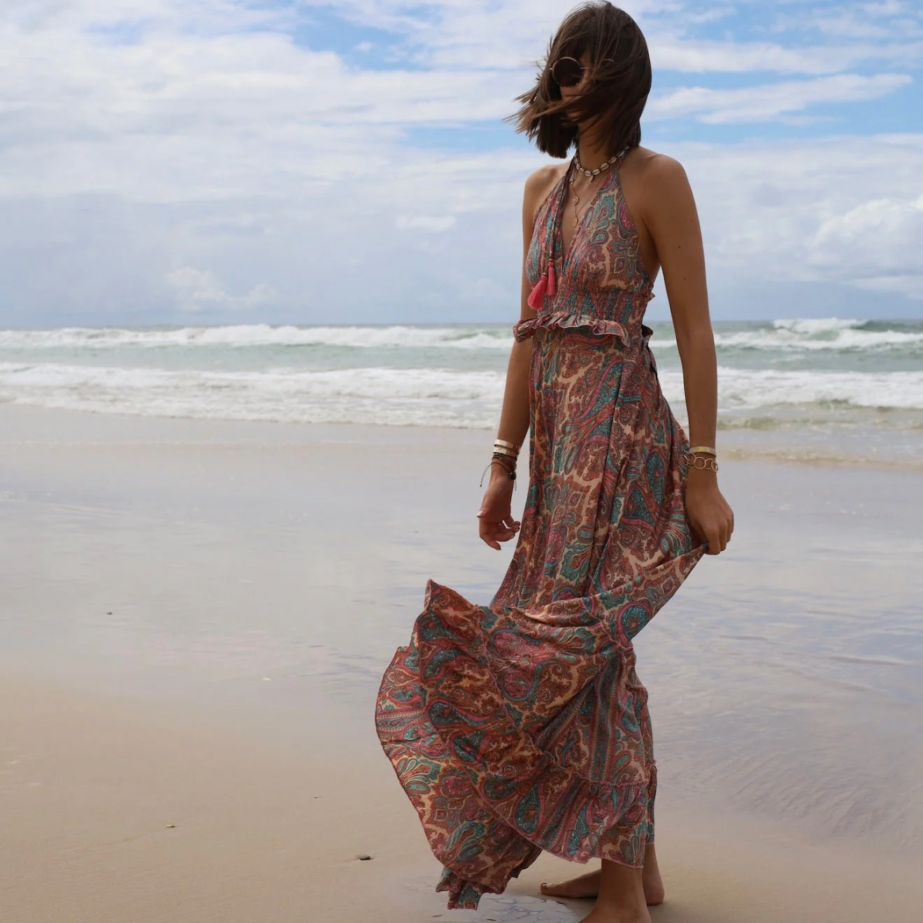 ROBE DOS NU IMPRIME BLEU ET ROSE ZOE - Image 7