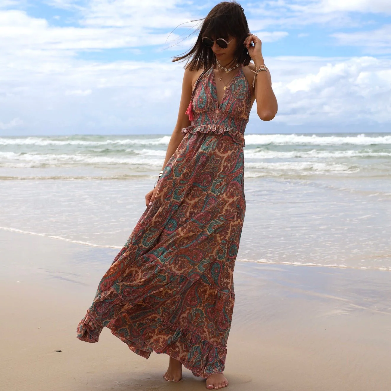 ROBE DOS NU IMPRIME BLEU ET ROSE ZOE - Image 8
