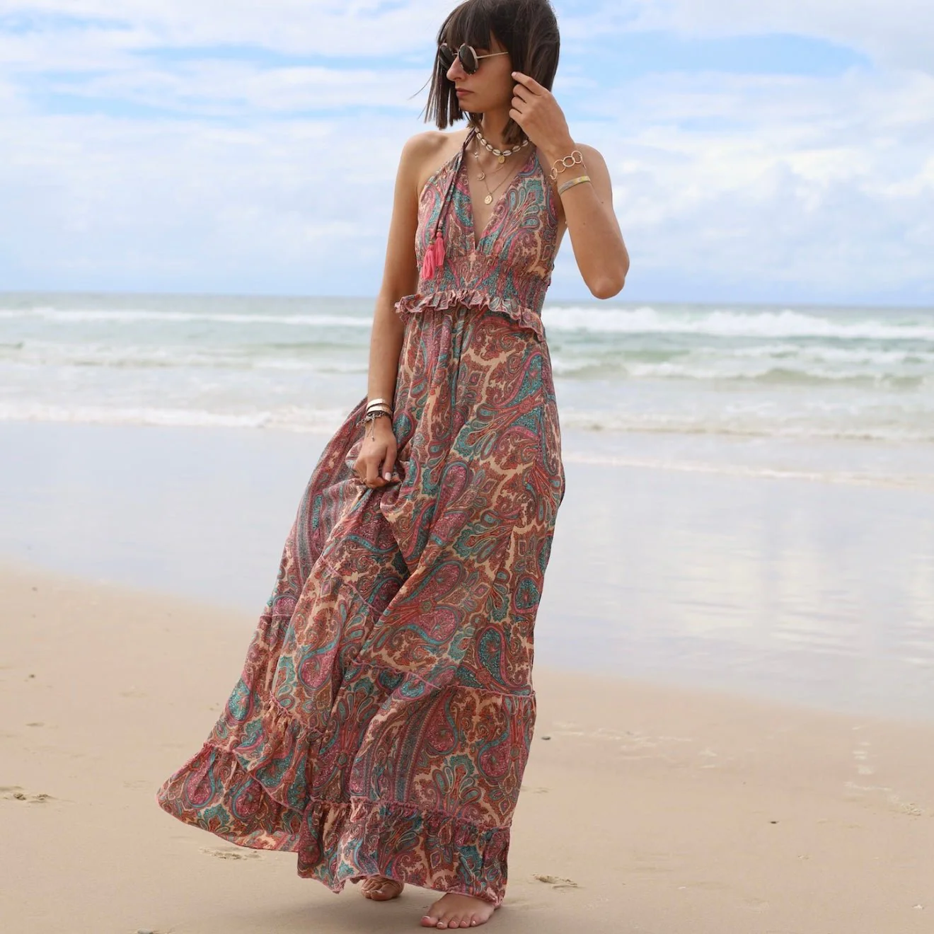 ROBE DOS NU IMPRIME BLEU ET ROSE ZOE - Image 9