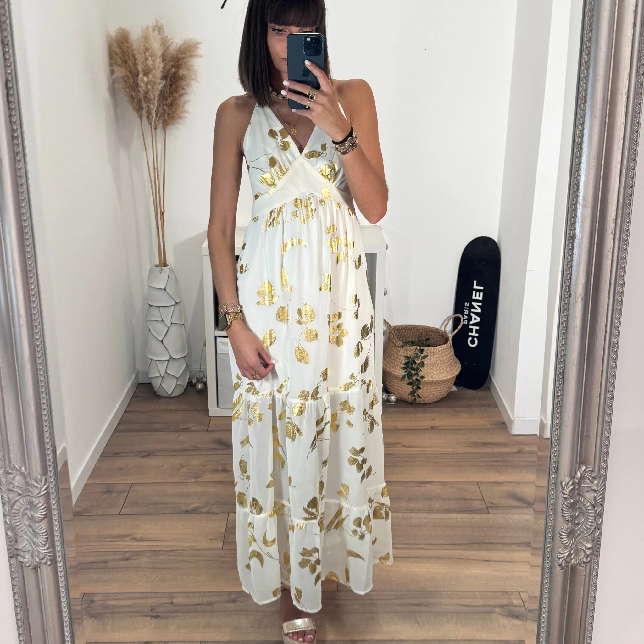ROBE ECRUE ET DORÉE GOLDY