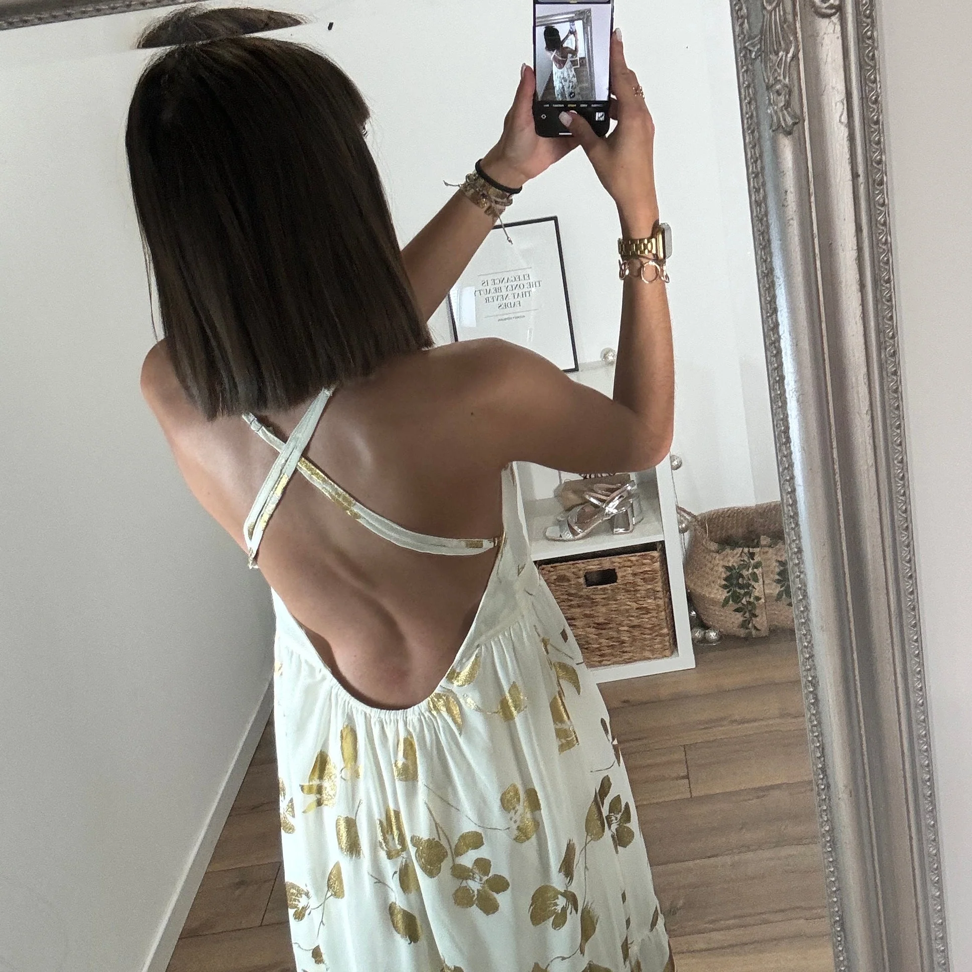 ROBE ECRUE ET DORÉE GOLDY - Image 2
