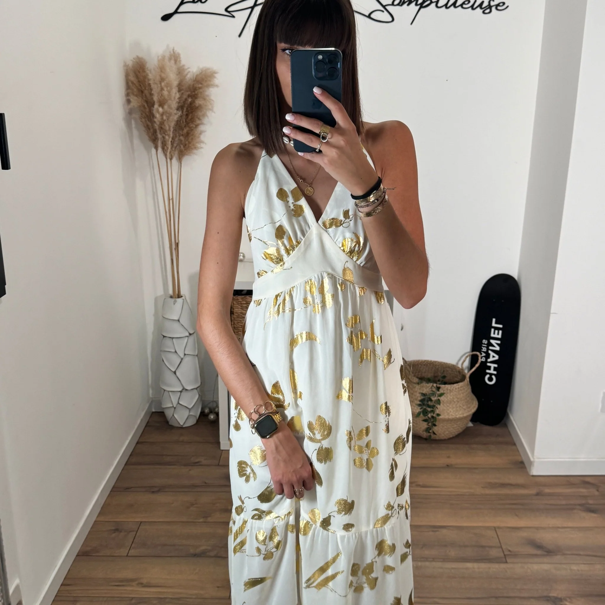 ROBE ECRUE ET DORÉE GOLDY - Image 3
