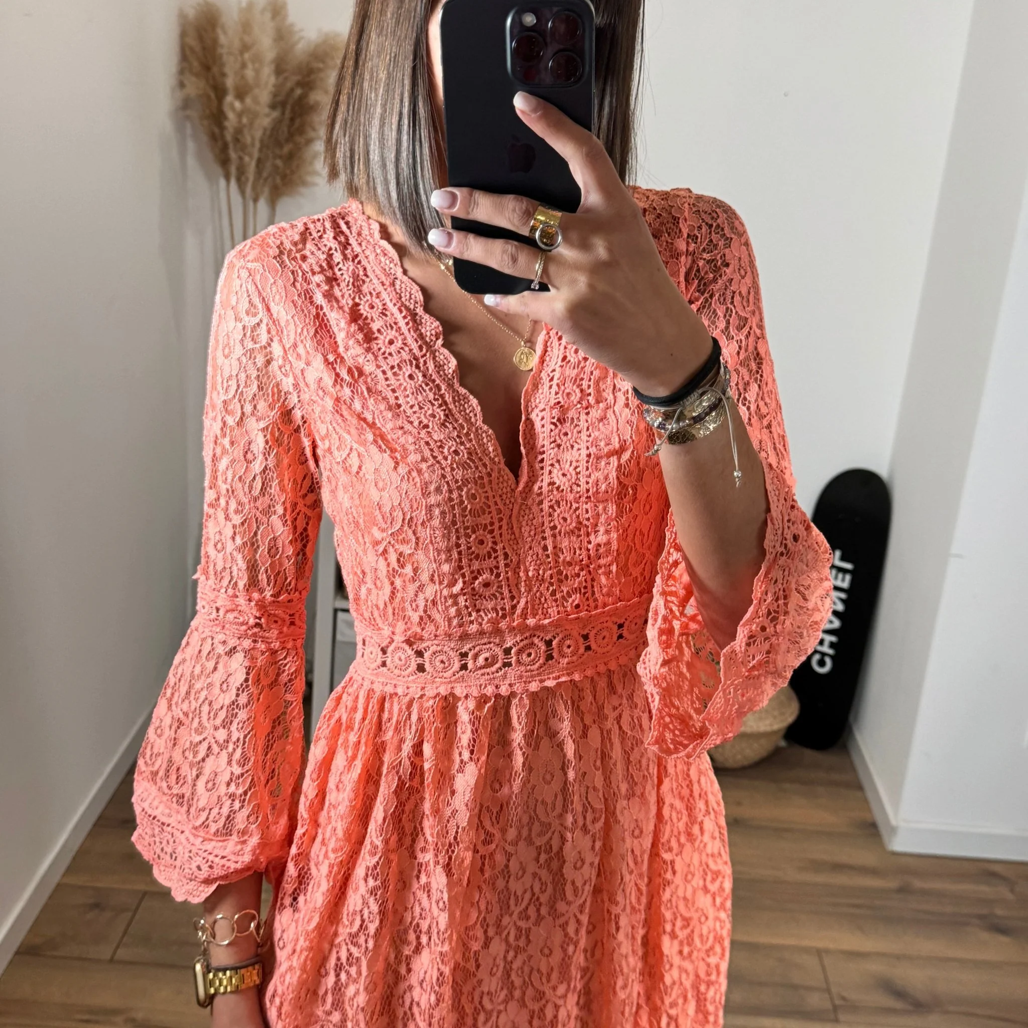 ROBE EN DENTELLE CORAIL LISON - Image 3