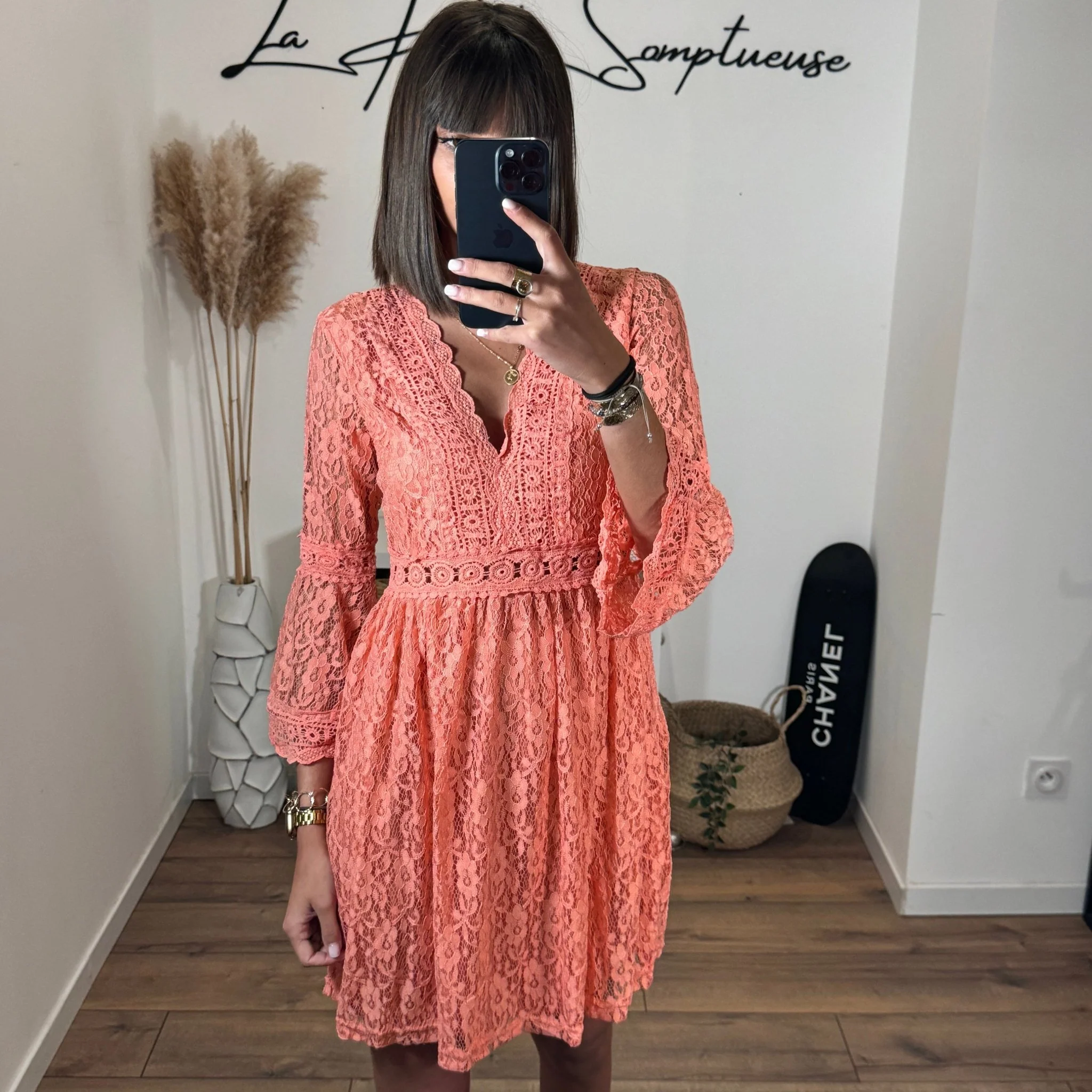 ROBE EN DENTELLE CORAIL LISON - Image 4