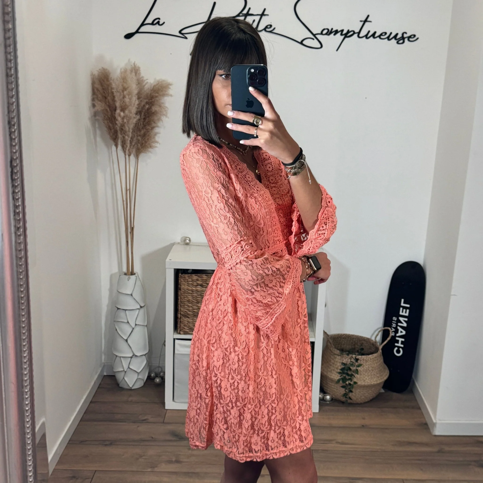 ROBE EN DENTELLE CORAIL LISON - Image 5