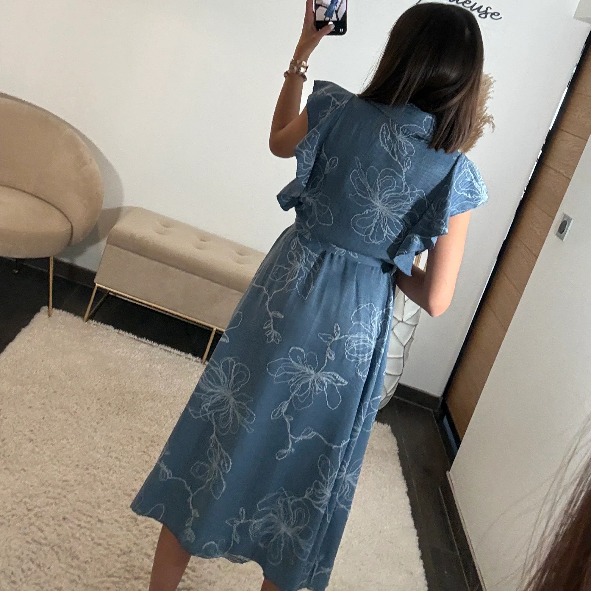 ROBE EN JEAN FLOWERS - Image 4