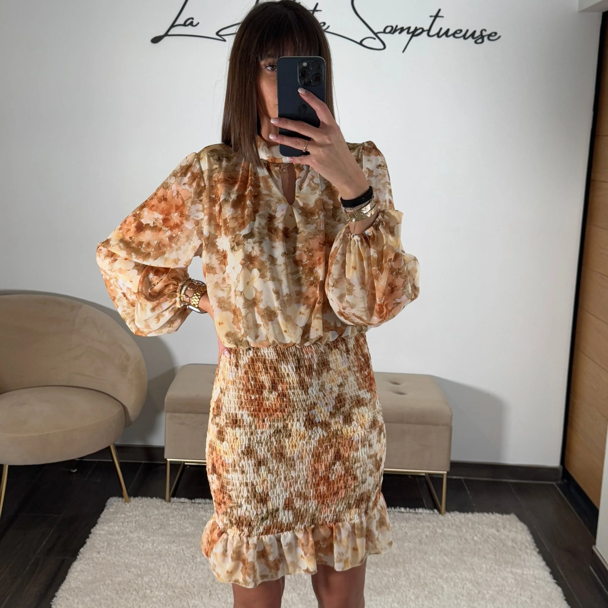 ROBE FLEURIE BEIGE/JAUNE AZIA - Image 2