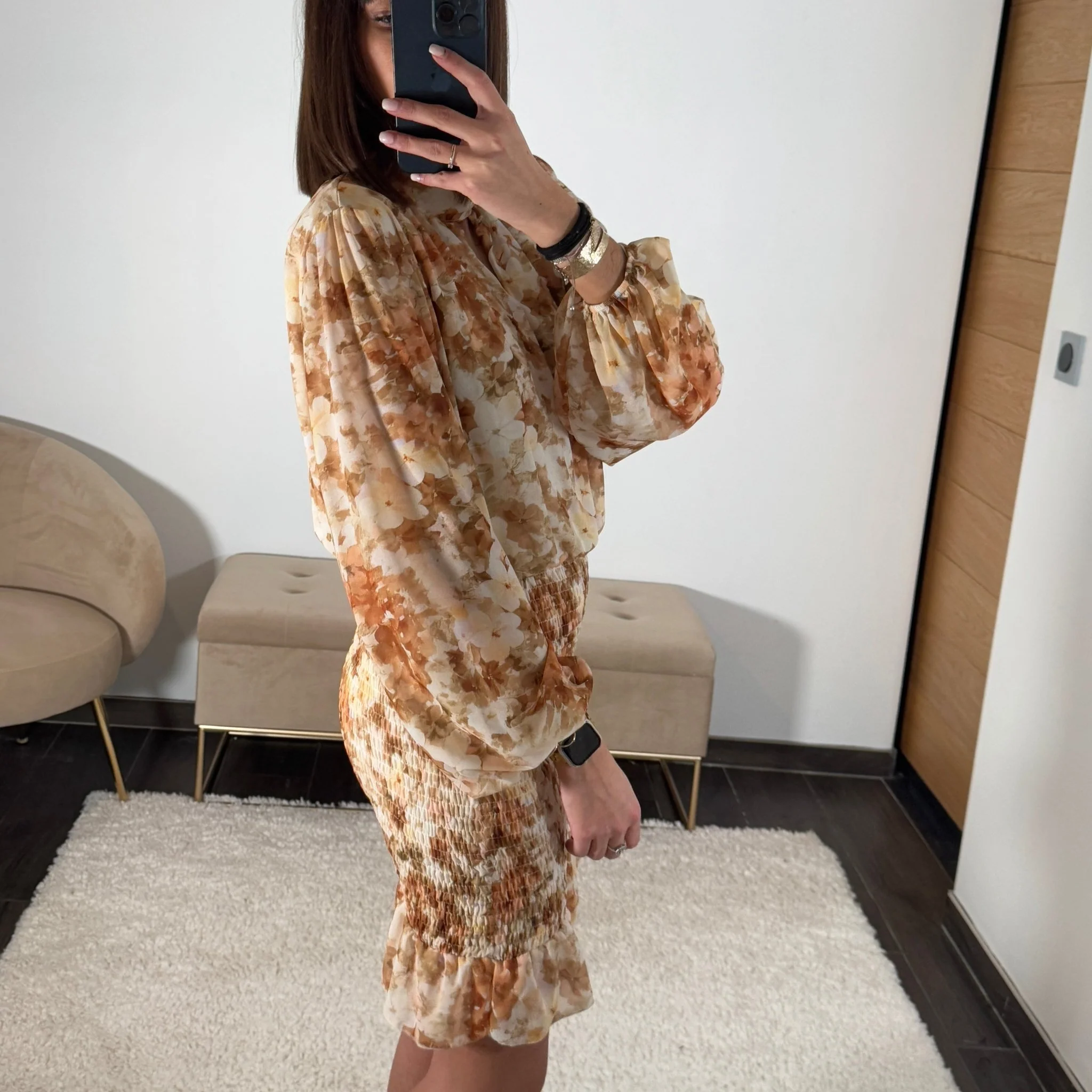 ROBE FLEURIE BEIGE/JAUNE AZIA - Image 4