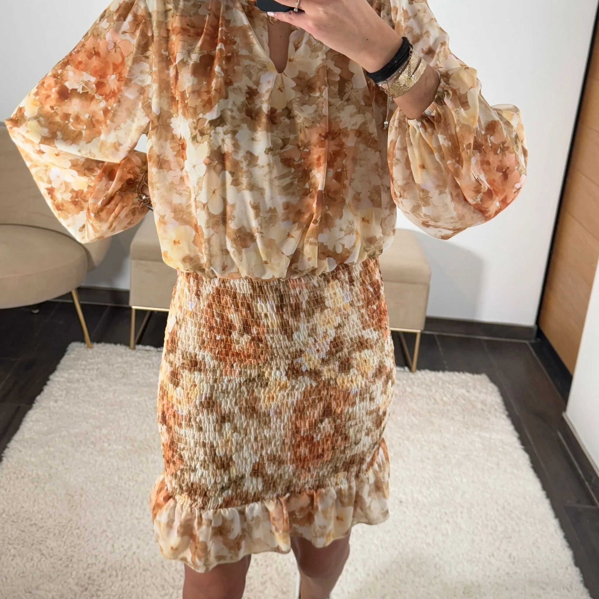 ROBE FLEURIE BEIGE/JAUNE AZIA - Image 5