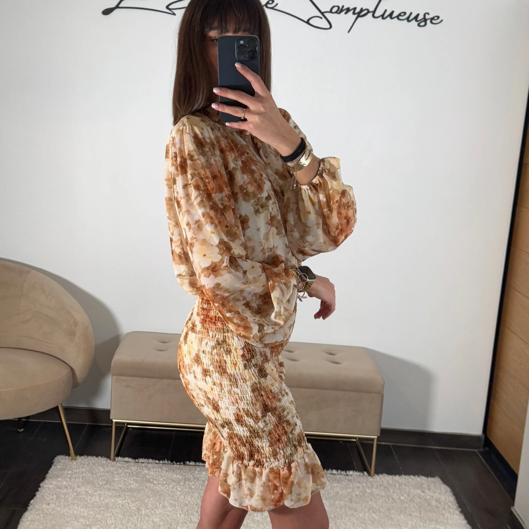 ROBE FLEURIE BEIGE/JAUNE AZIA - Image 6