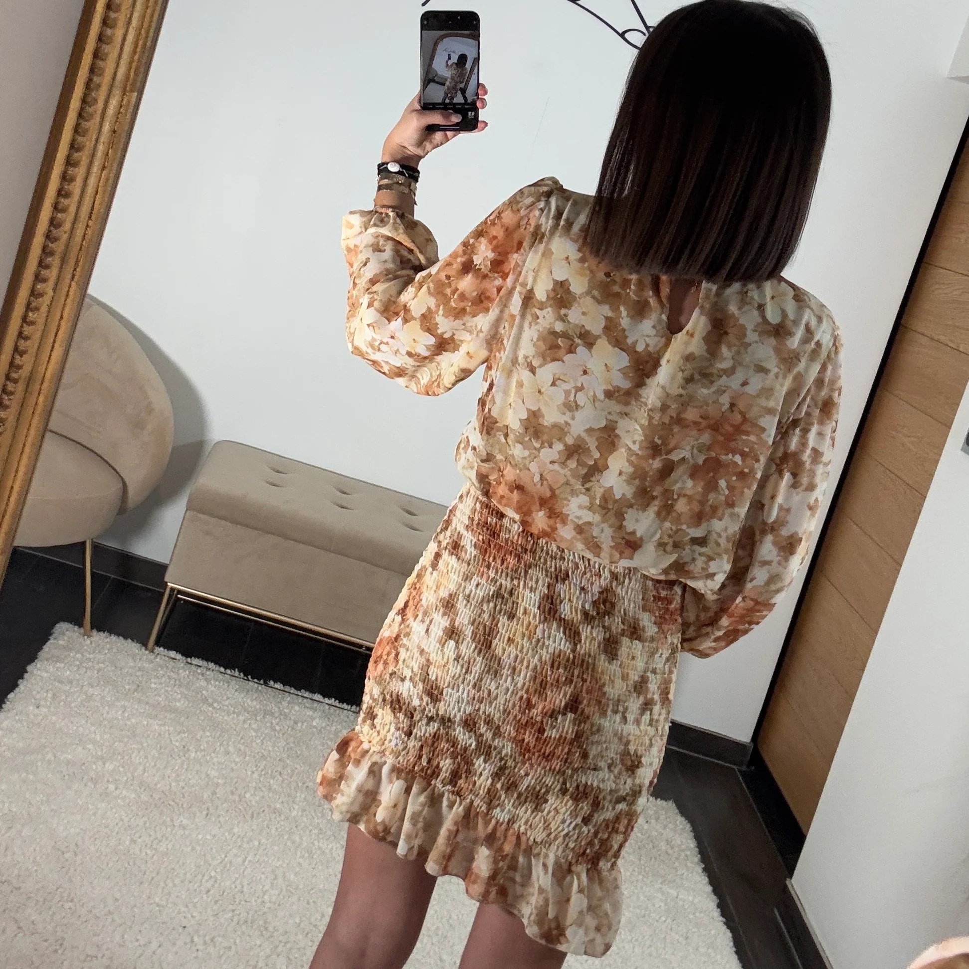 ROBE FLEURIE BEIGE/JAUNE AZIA - Image 7