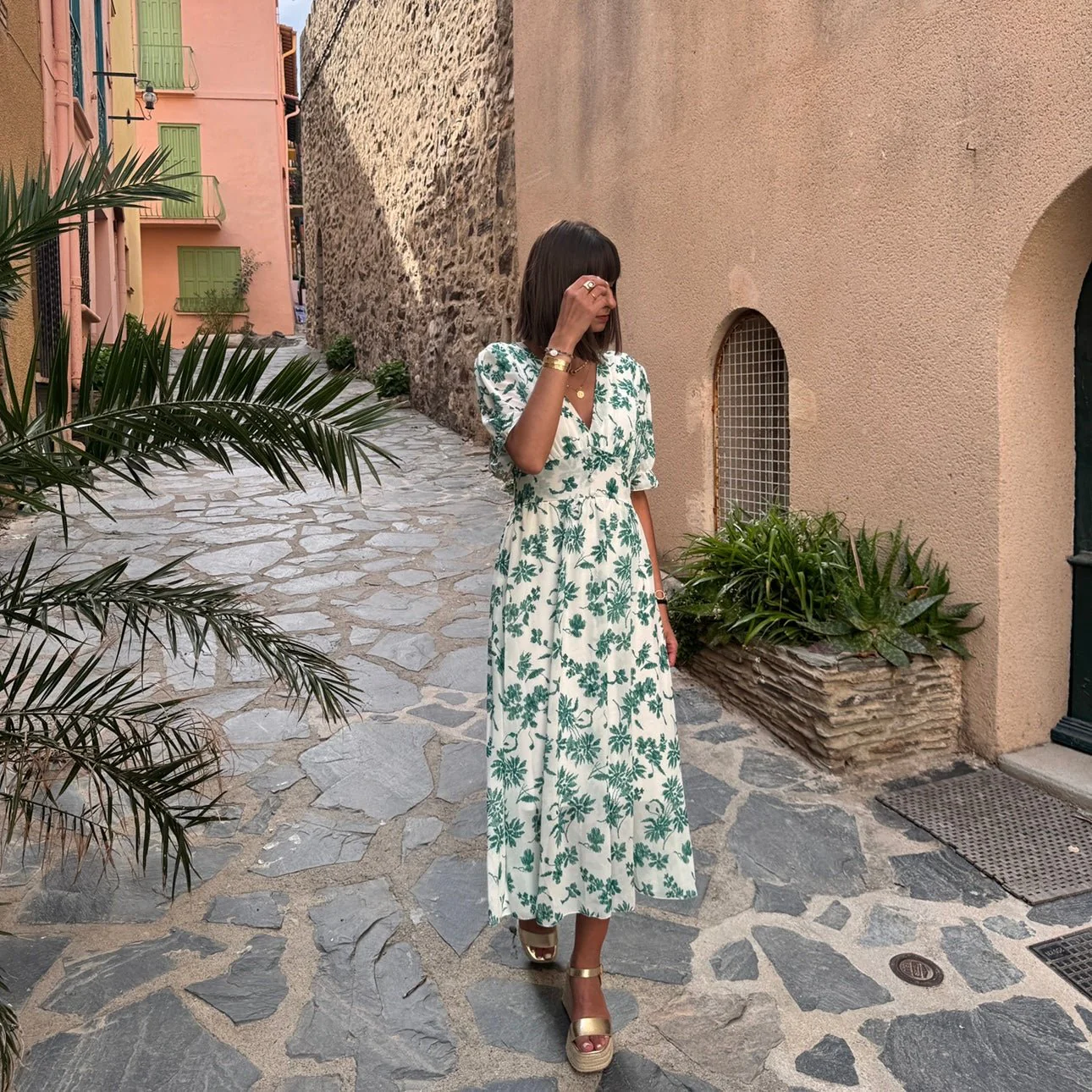 ROBE FLEURIE BLANCHE ET VERTE ELOISE - Image 6