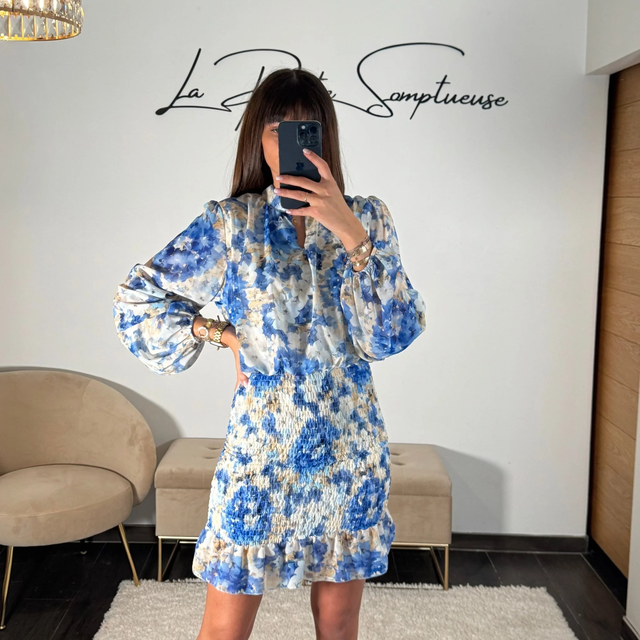 ROBE FLEURIE BLEU AZIA
