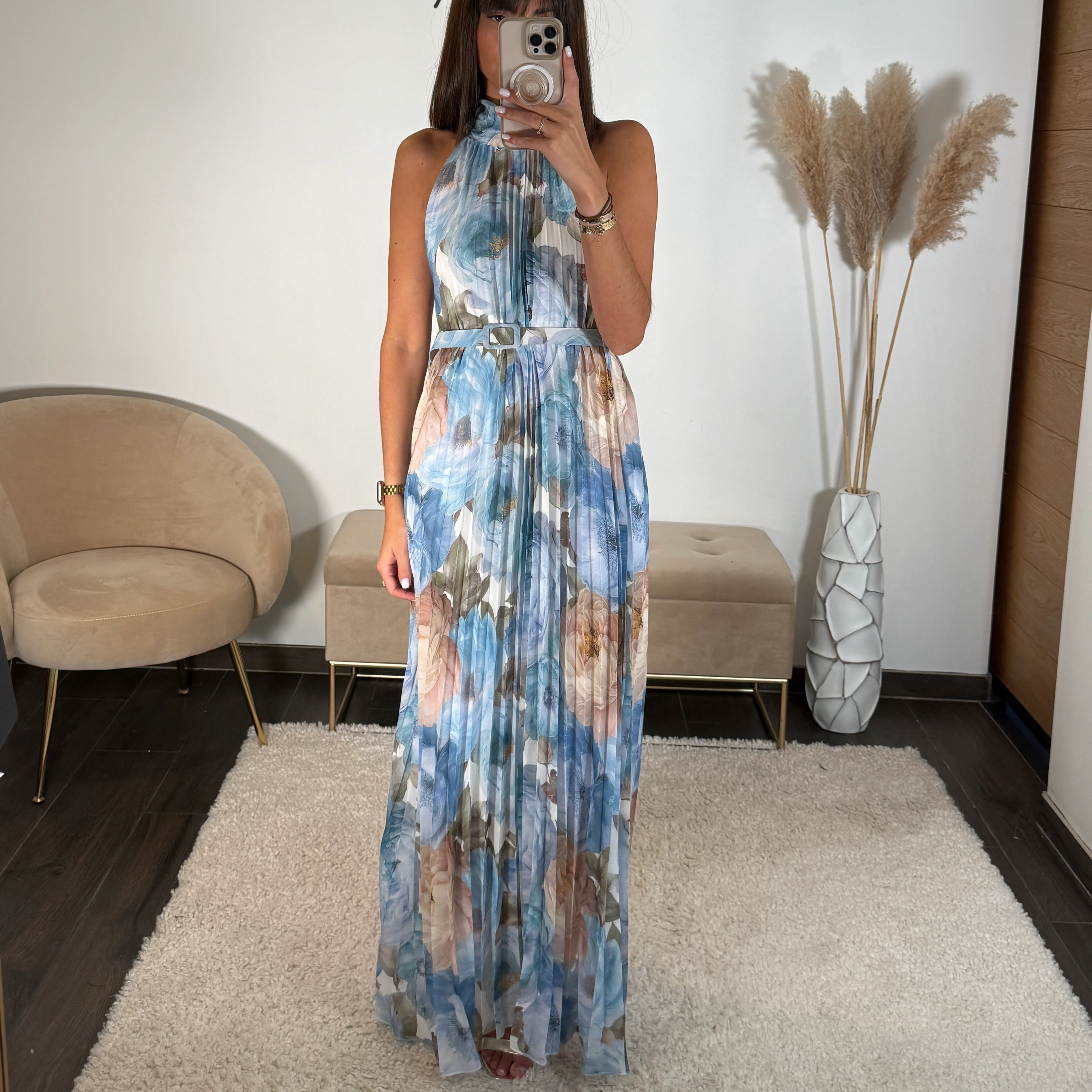 ROBE FLEURIE BLEU DAHLIA - Image 2