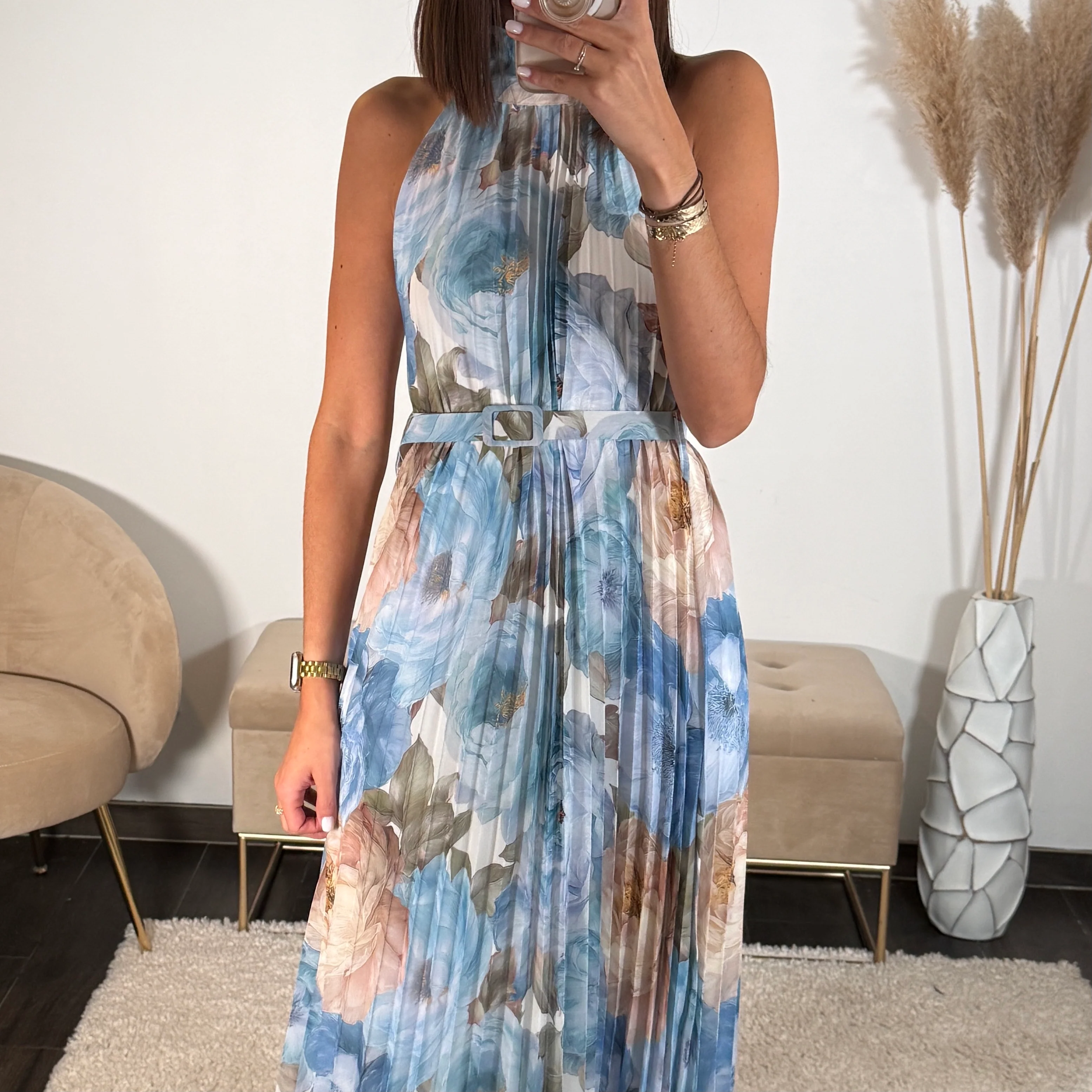 ROBE FLEURIE BLEU DAHLIA - Image 3