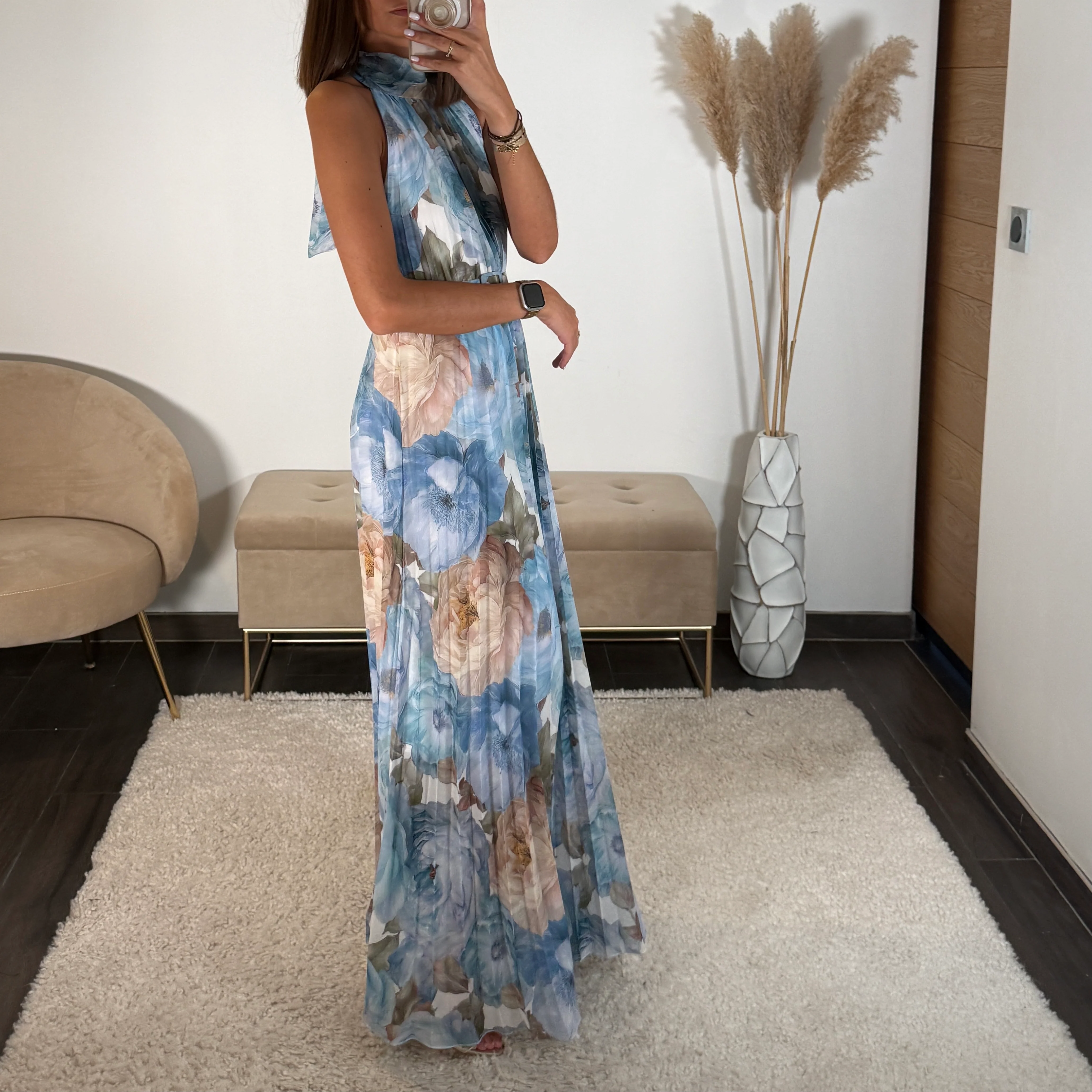 ROBE FLEURIE BLEU DAHLIA - Image 4