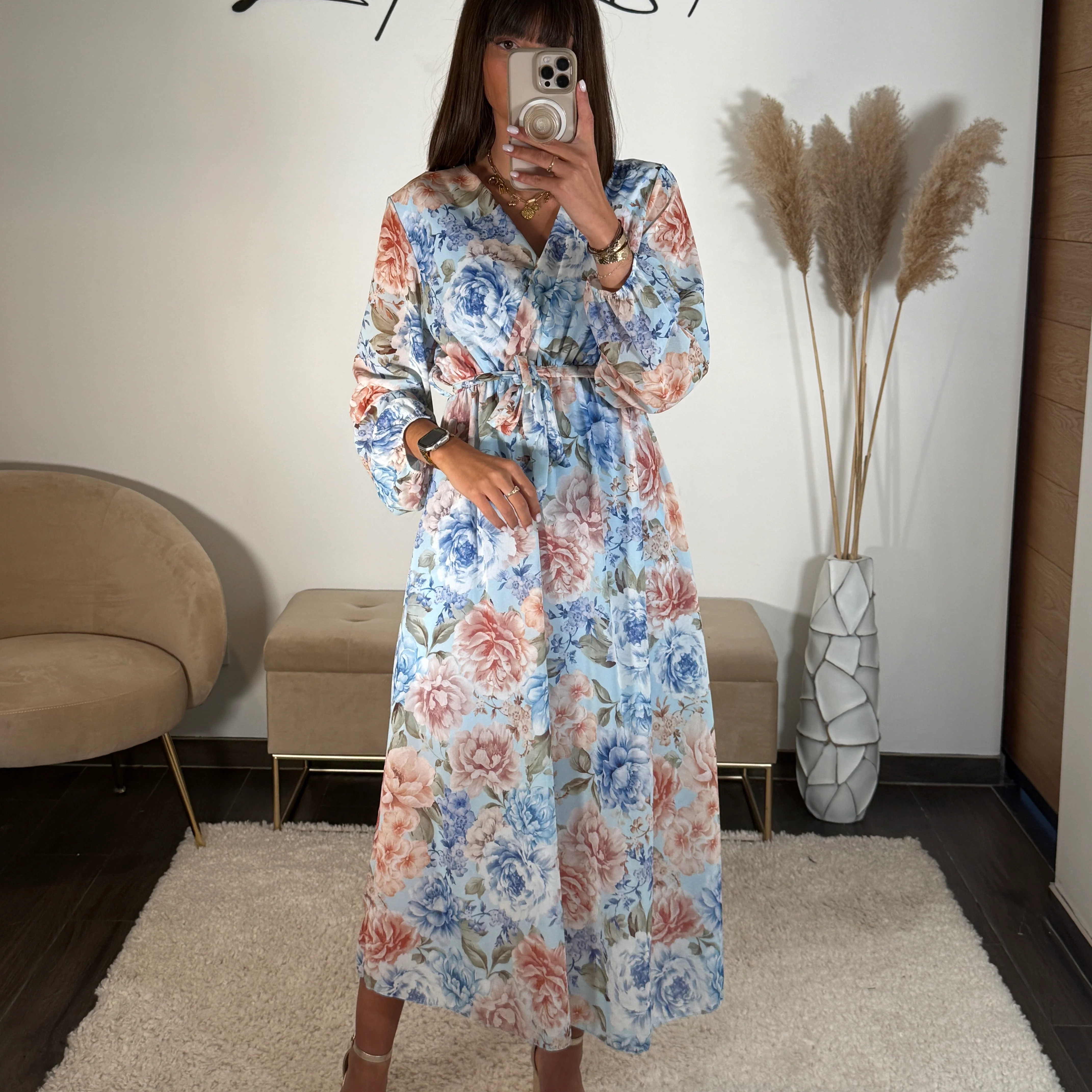 ROBE FLEURIE BLEU HORTENSE