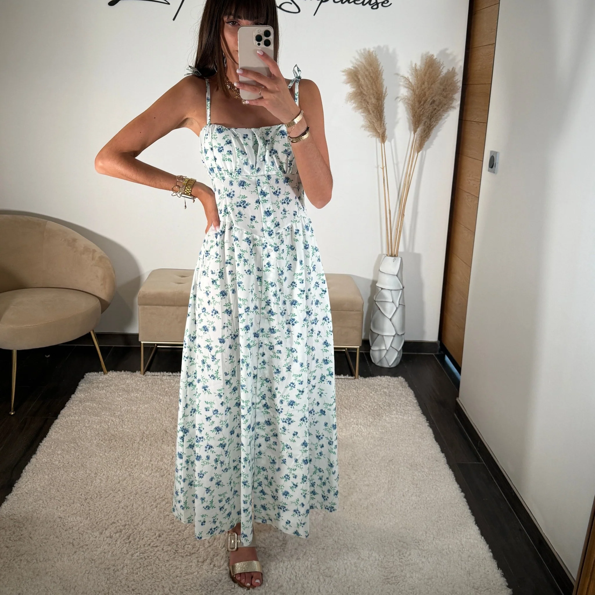 ROBE FLEURIE BLEU LENA
