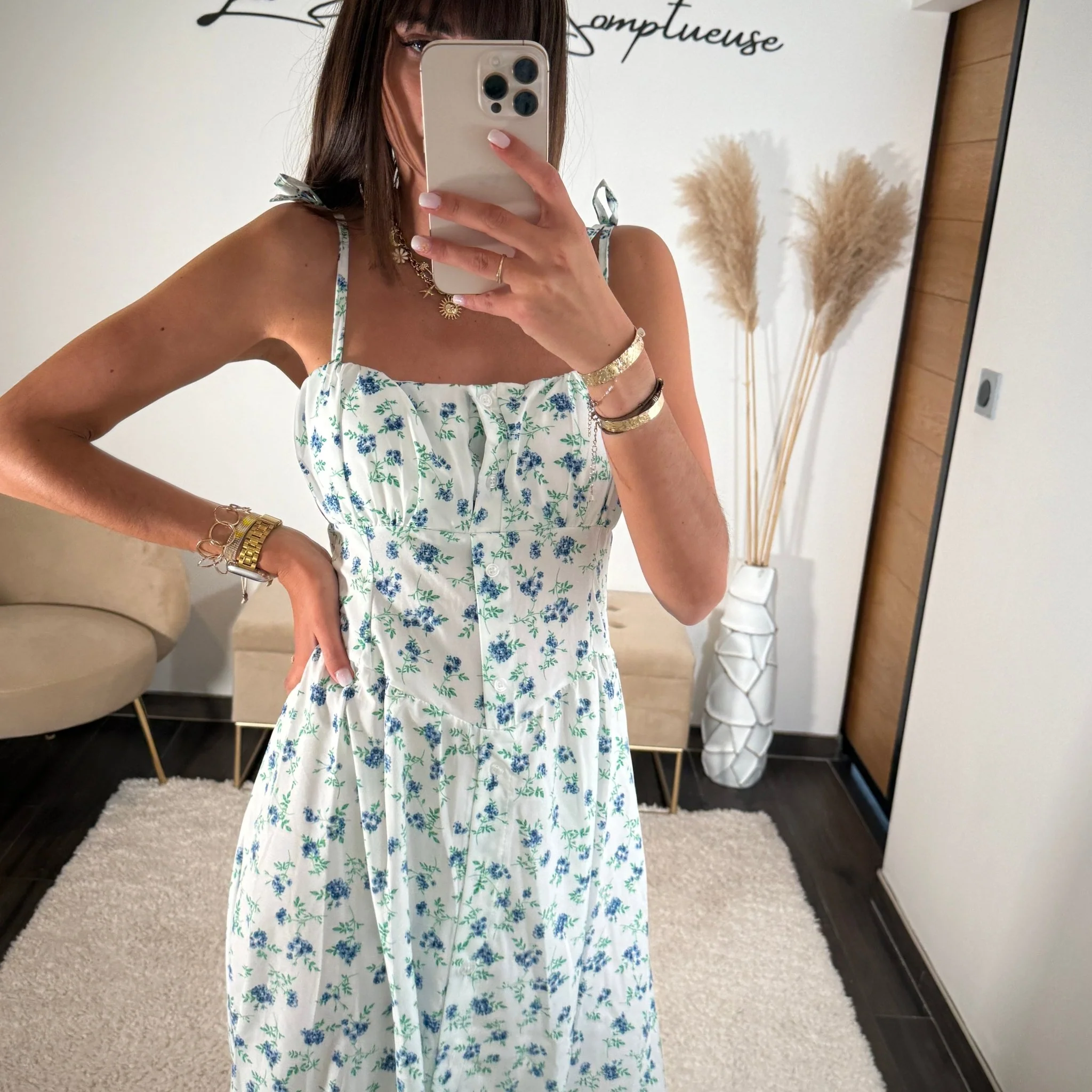 ROBE FLEURIE BLEU LENA - Image 2