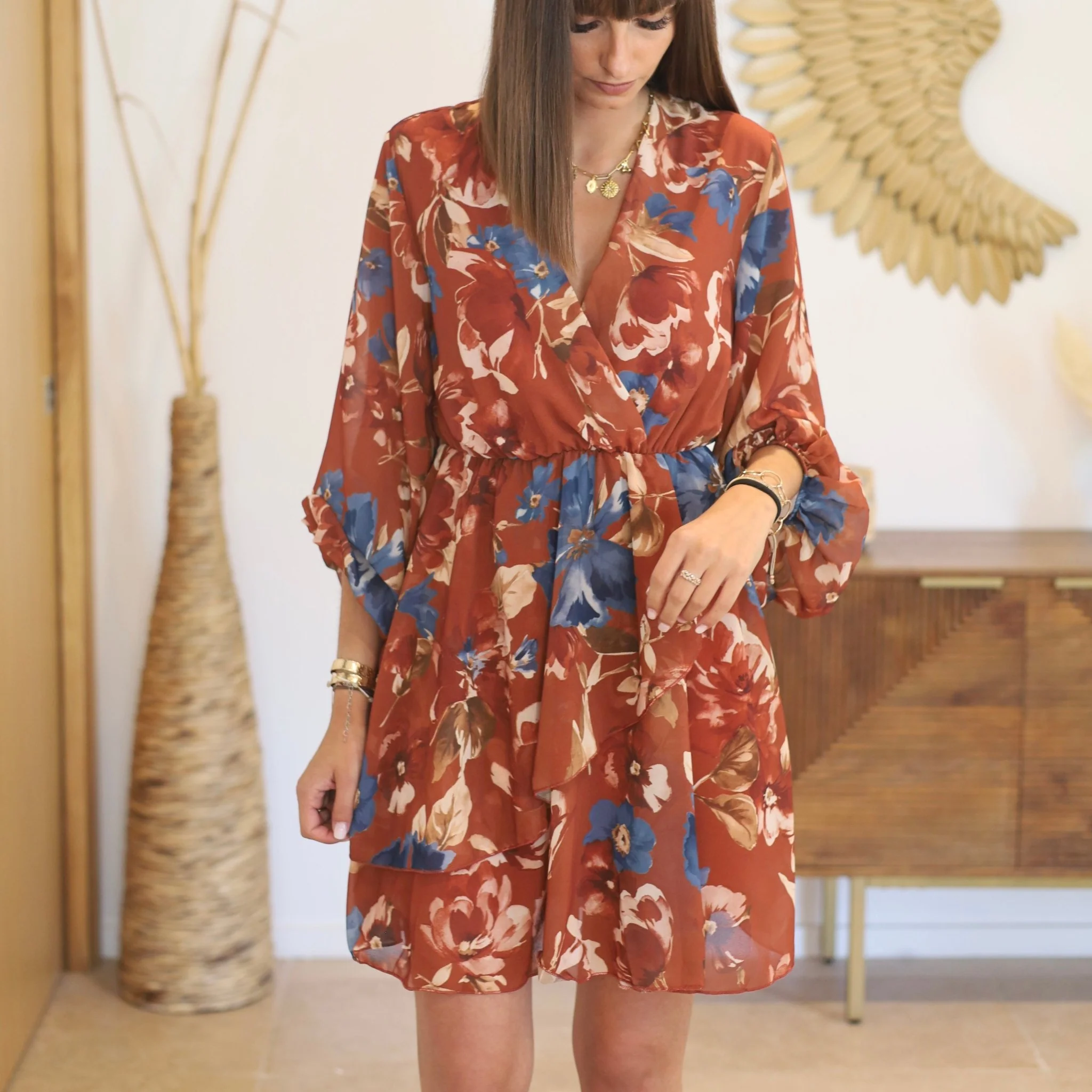 ROBE FLEURIE TERRACOTTA LAURA - Image 2