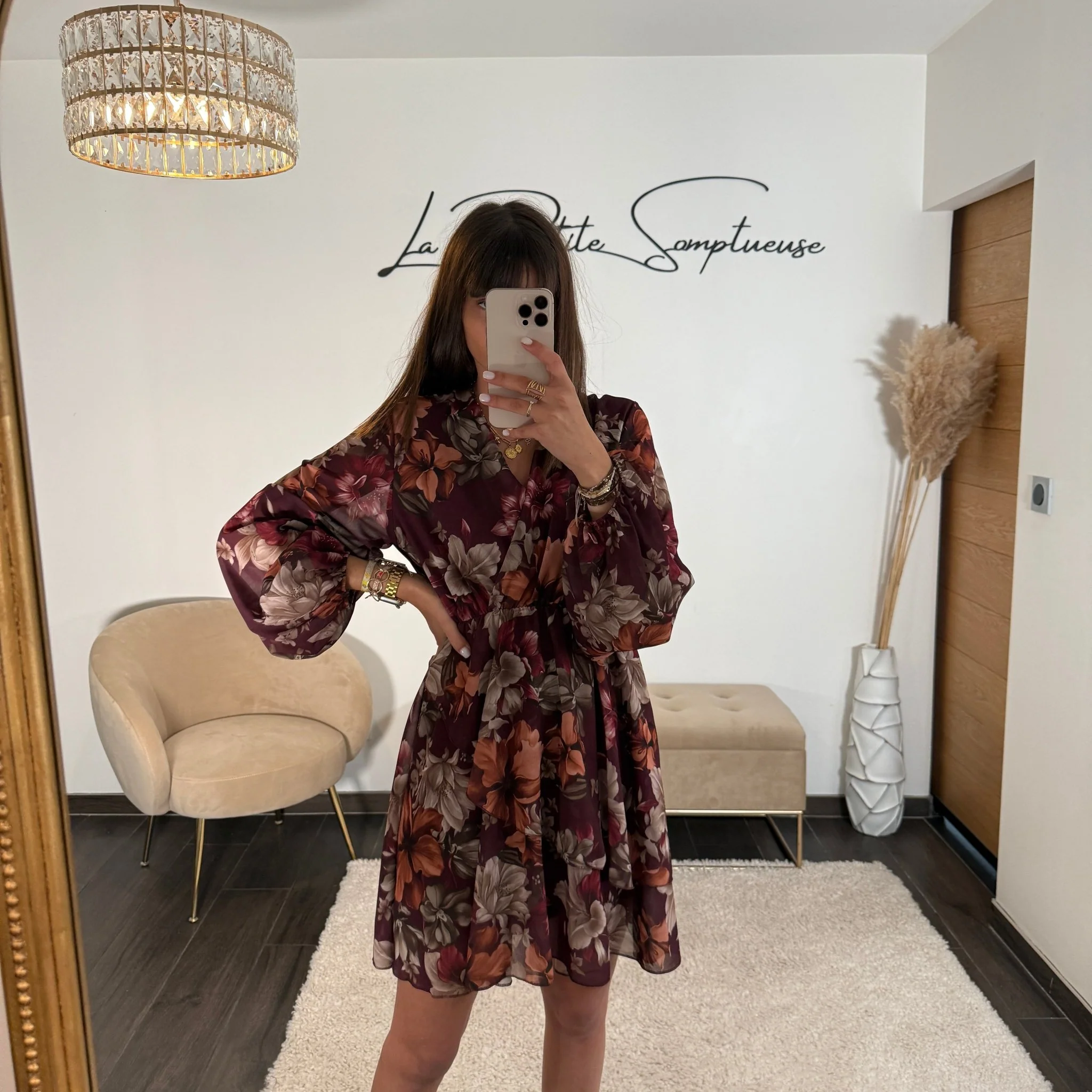 ROBE FLOWERS BORDEAUX KELLY