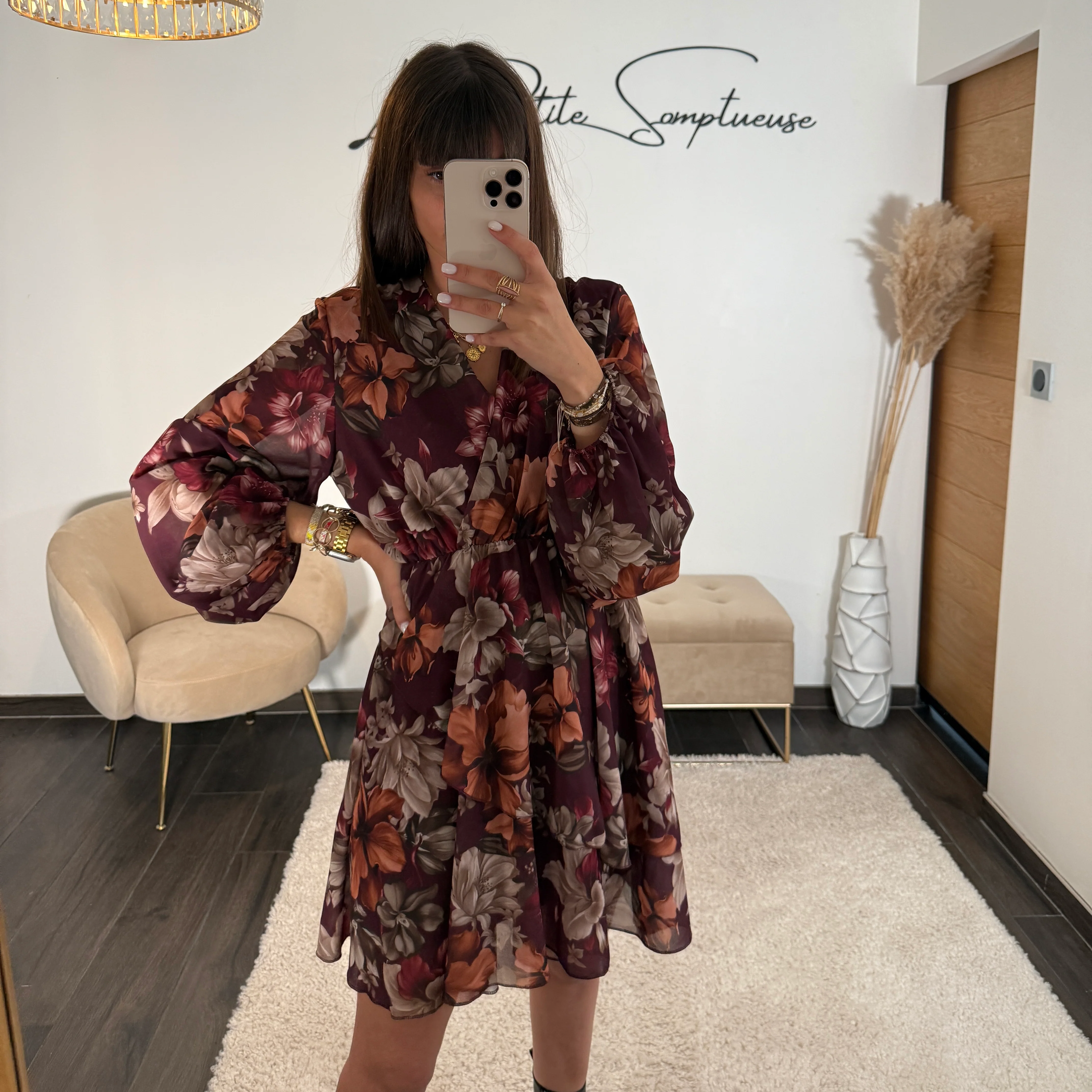 ROBE FLOWERS BORDEAUX KELLY - Image 2