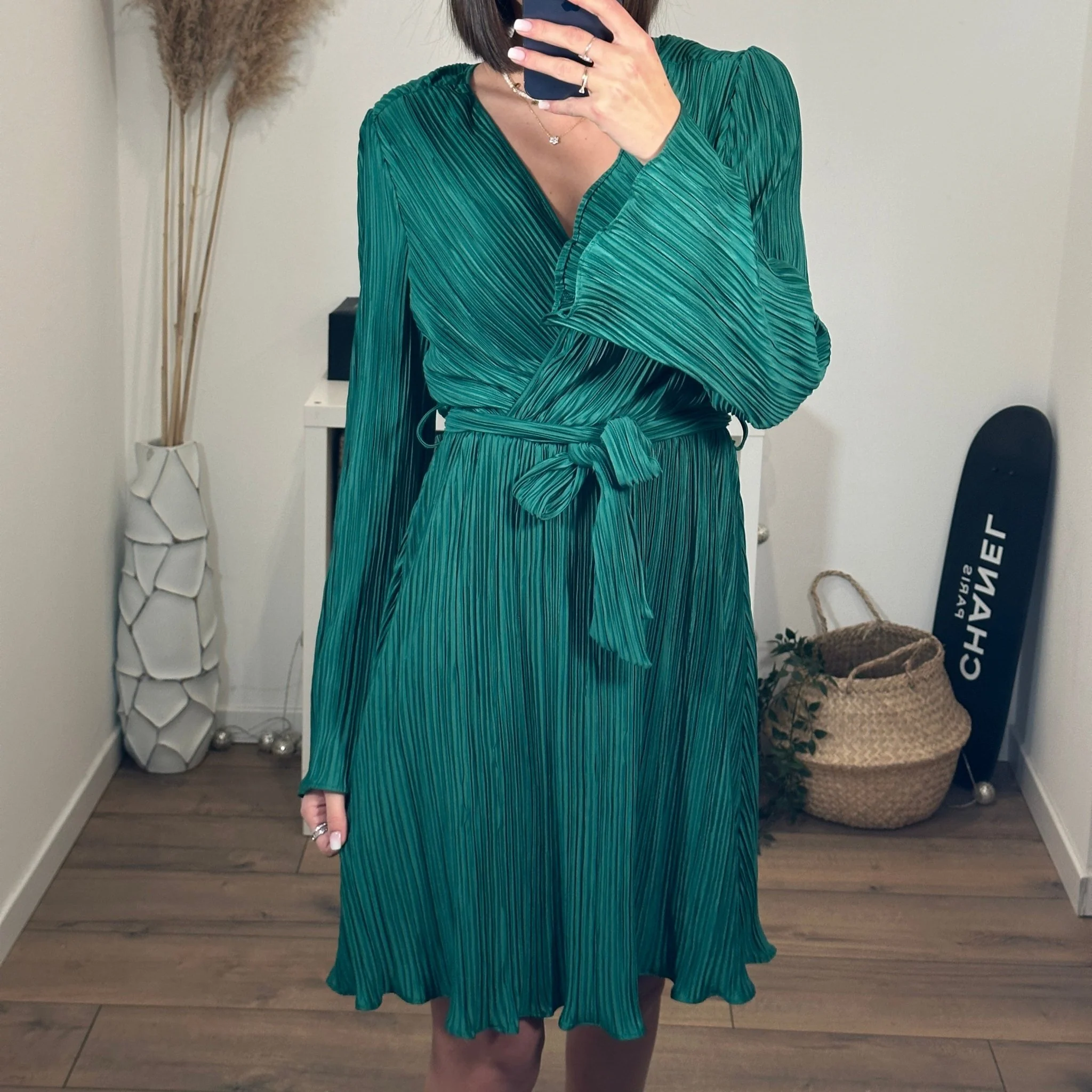 ROBE FLUIDE PLISSEE VERTE GIULIA - Image 2
